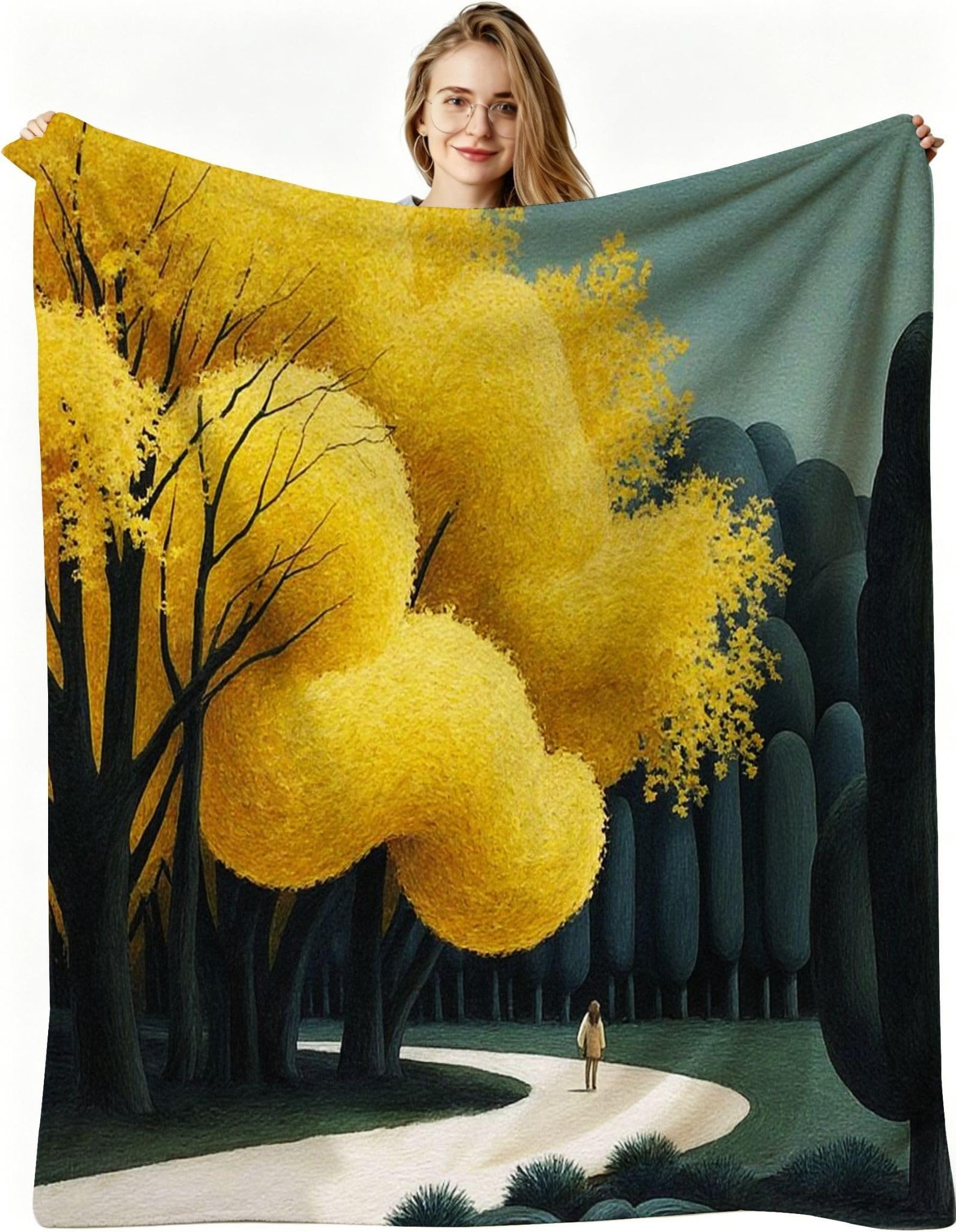 Coperta Pile Matrimoniale 240x260 cm Parco Giallo, Coperta XXL Super Morbida Multiuso Come Copriletto o Plaid da Salotto, Calda e Leggera, Protezione dal Freddo, AW4158
