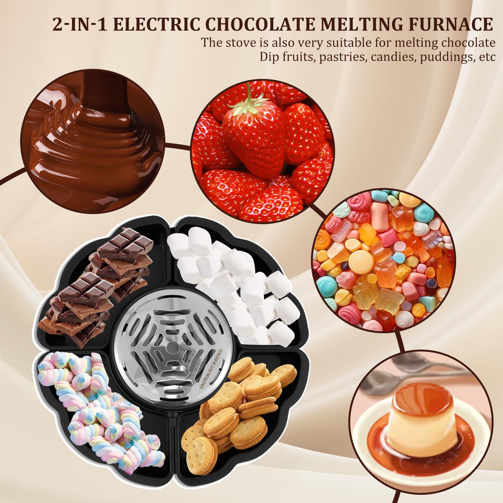 Máquina Para Hacer Smores Eléctrica 2 en 1, Máquina Para Hacer Smores de Mesa Sin Llama Para Uso en Interiores, Kit Eléctrico Para Asar Malvaviscos Para el Hogar, Fiestas y Noches de Cine