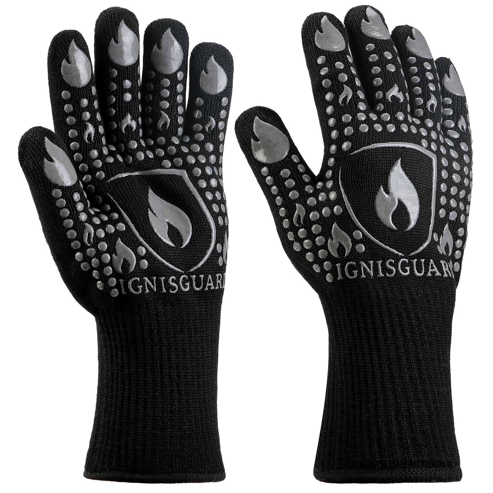 BBQ &amp; Grill Gloves, Heat Resistant Oven Mitts, Gray (L)