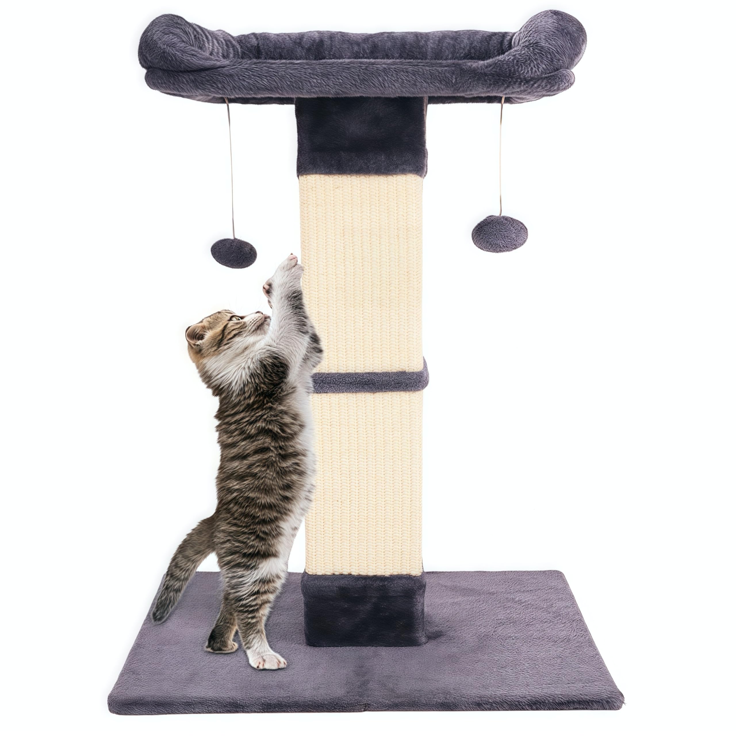 Runske 34 inch Cat Scratching Post with Plush Bed