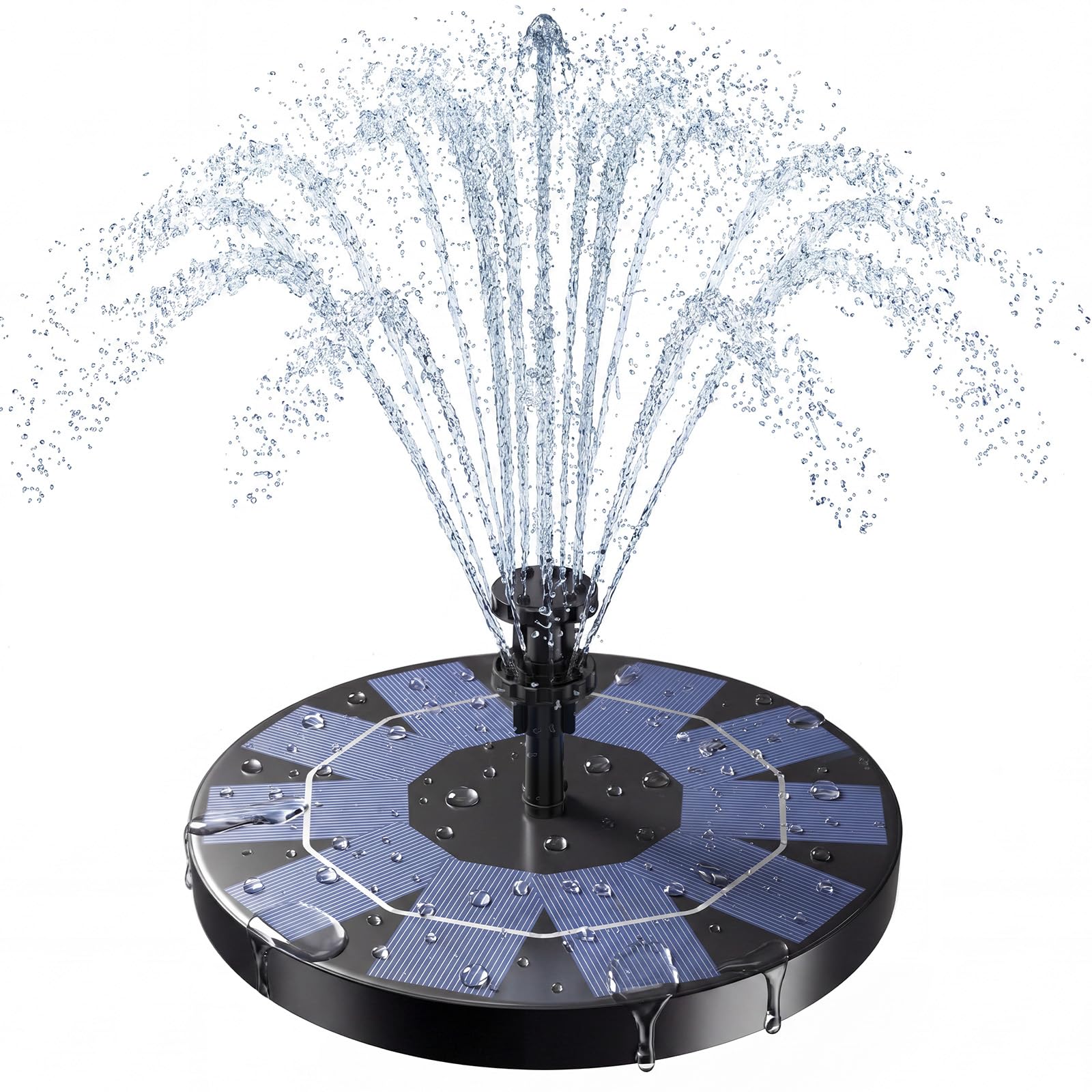 AISITIN 3,5W Solar Springbrunnen mit 1500 mAh Akku mit 10 Fontänenstile | Solarbrunnen für Draussen für Garten, Solar Springbrunnen für Außen mit 4 Stützstange, Teichpumpe Solar für Vogeltränke,Teich