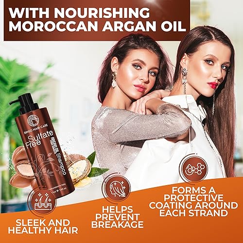 Miniatura 2 de Aceite de Argán marroquí Champú Sulfato última intervensión – Mejor para el cabello dañado,, Curly seco o Frizzy – Thickening para fina/Cabello