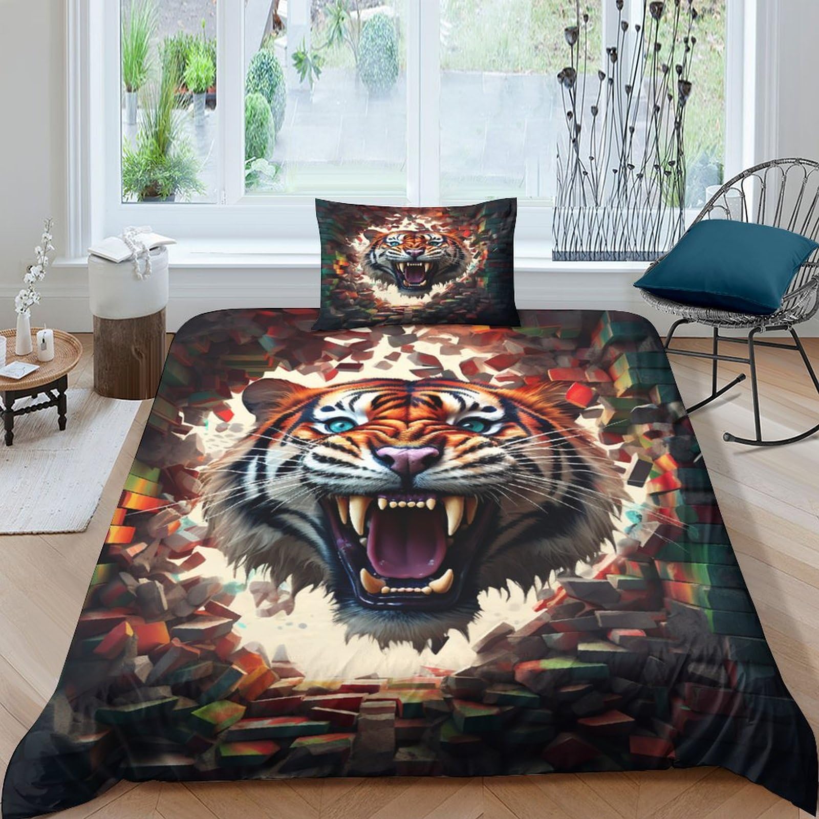 Housse de couette tigre effet 3D pour relooker une chambre d'enfant ou d'adulte