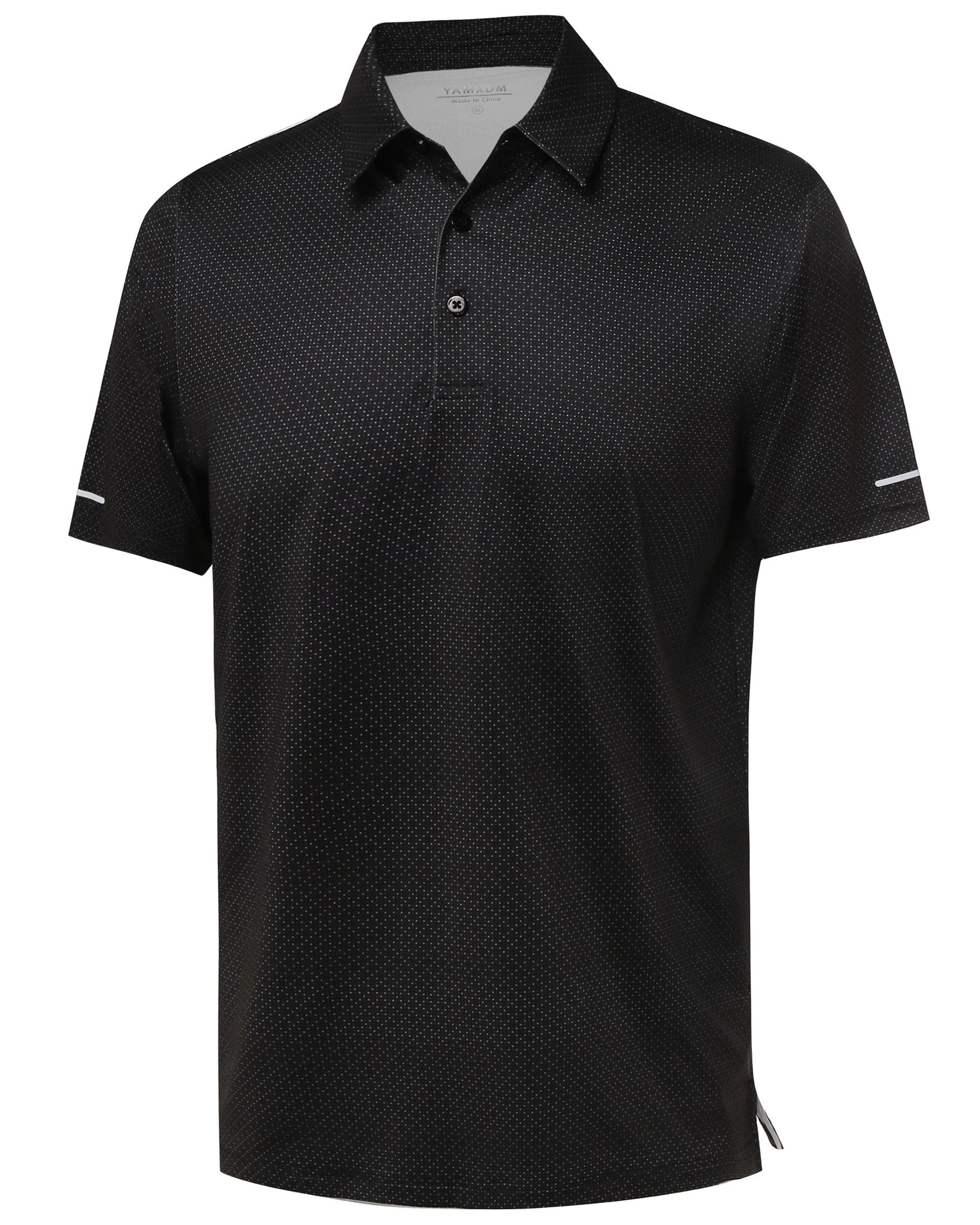 Golf Shirts for Men - Dry Fit Moisture Wicking Short Sleeve Performance Sport Casual Striped Collared Mens Polo Shirt