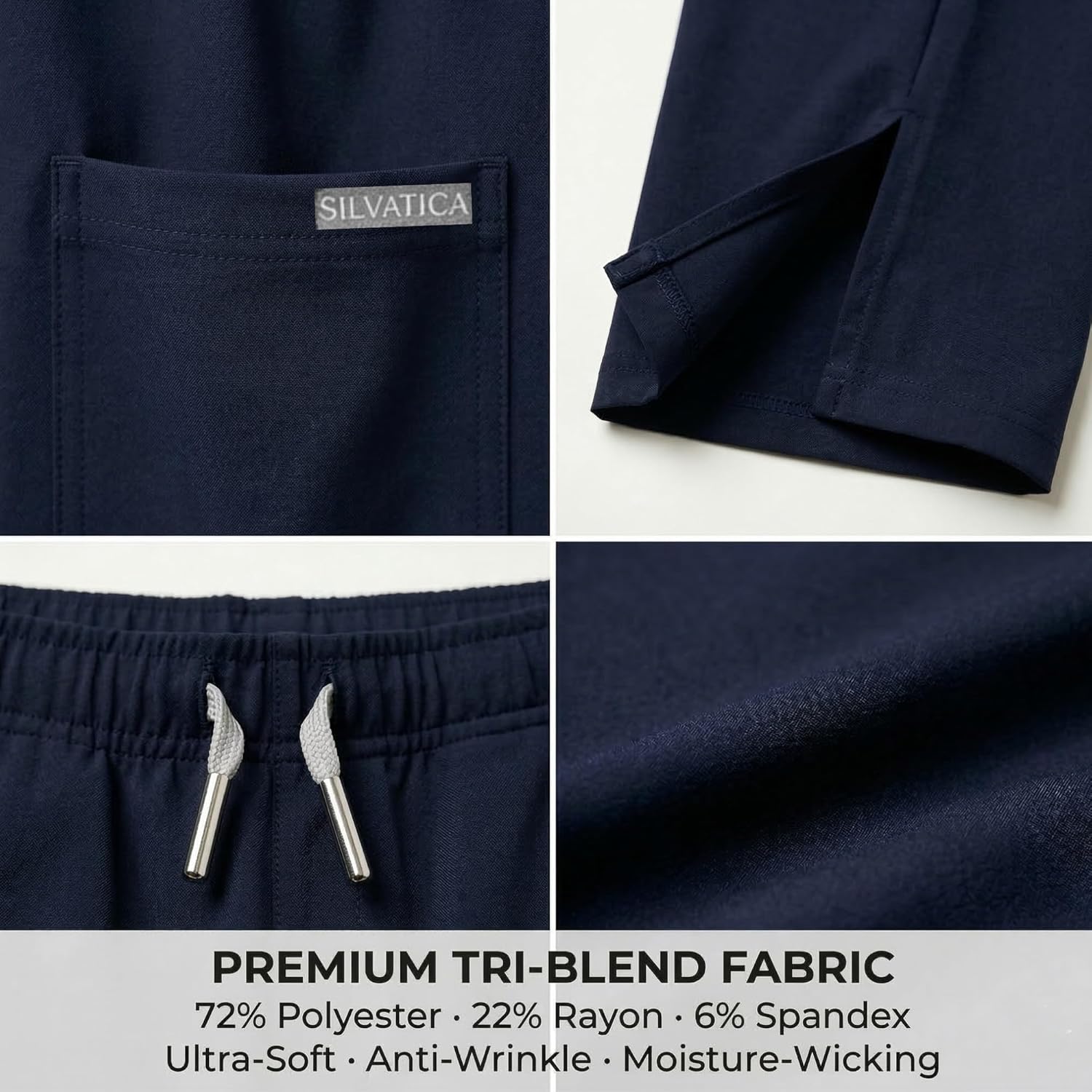 Silvatica Women's Straight Leg Scrub Pants | Cargo, 5 Pockets, Drawstring | 4-Way Stretch Turkish Fabric Medical Uniform