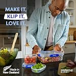 Sistema KLIP IT PLUS Conteneurs de stockage des aliments, 3.35 L, étanche, empilable & Conteneurs de réfrigérateur/congélateur hermétiques avec lids, plastique sans BPA, clips bleus, 3 Nombre