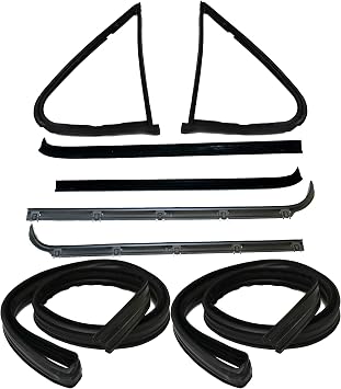 APDTY 155086 Door Window w/Vent Dew Wipe Rubber Weatherstrip Set 8-Piece