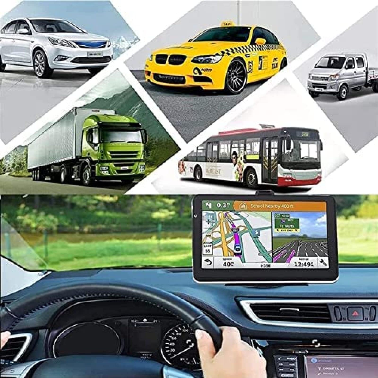 Sistema De Navegación GPS De 7 Pulgadas Para Automóvil Con Mapas De 47 Países, Sistema De Navegación GPS Con Pantalla Táctil Para Automóvil Memoria 8G, Navegación Por Satélite, Códigos Postales Y