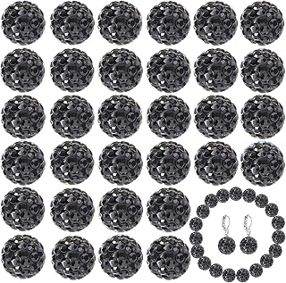 Rhinestone Beads for Jewelry Making,100pcs Black Rhinestone Beads 10mm Clay Disco Beads for Pens Making,Sparkly Diamond Rhinestone Spacer Beads for Pens Bulk for Bracelet Necklace Earring