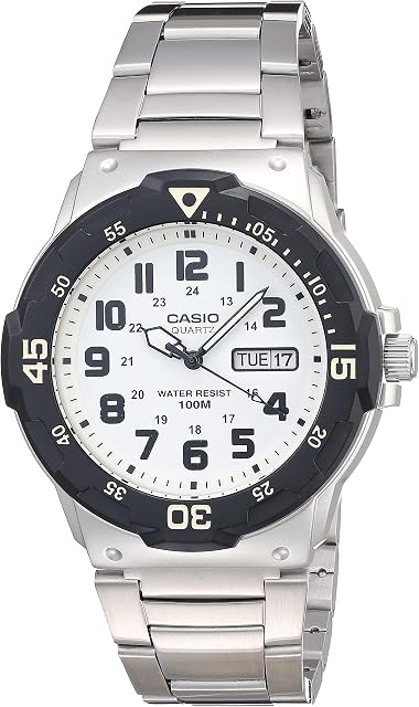 Casio MRW200H Series | Montre analogique unisexe 100M WR | Boîtier en acier inoxydable 2 Une main analogique (HR, Min. SEC) | Affichage de la date 3 Année Batterie
