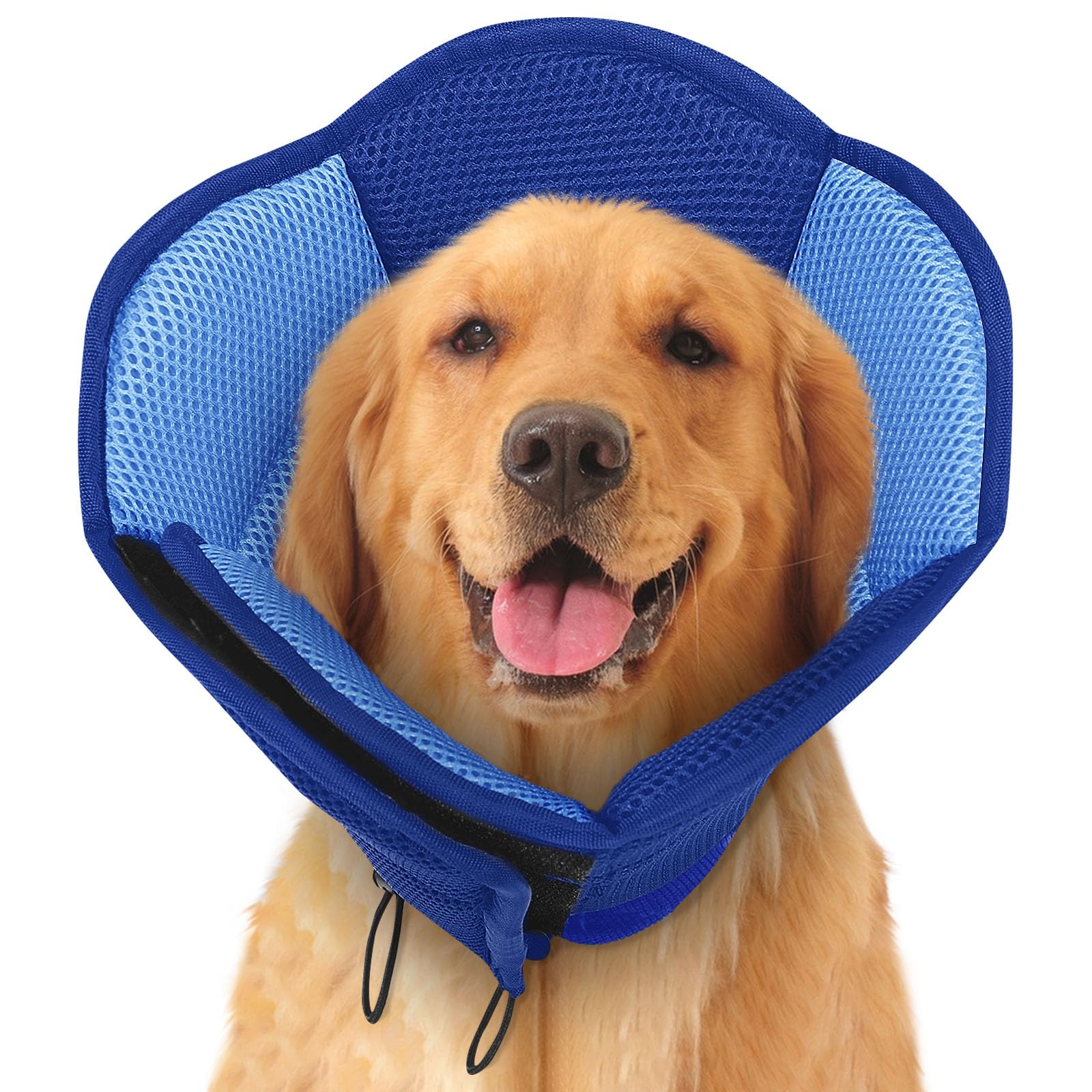 Photo 1 of SUNFURA Dog Cone - Soft Cone for Dogs to Stop Licking, Pet E-Collar Alternative After Surgery, Adjustable Pet Recovery Collar for Wound Healing, Dark Blue Large