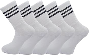 Pack Of 5 Mens Striped Socks Athletic Sports Gym School Casual Quarter Ankle Socks Cotton Rich Crew Sock Breathable For Men And Women UK 6-11