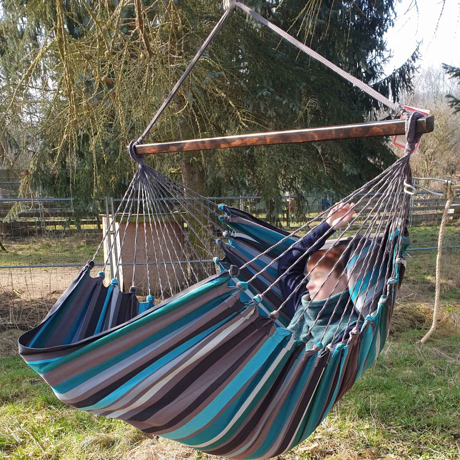 hoplo holzenplotz Gepolsterter Hängesessel Hängestuhl Eleganza XXXL Baumwolle 2 Kissen