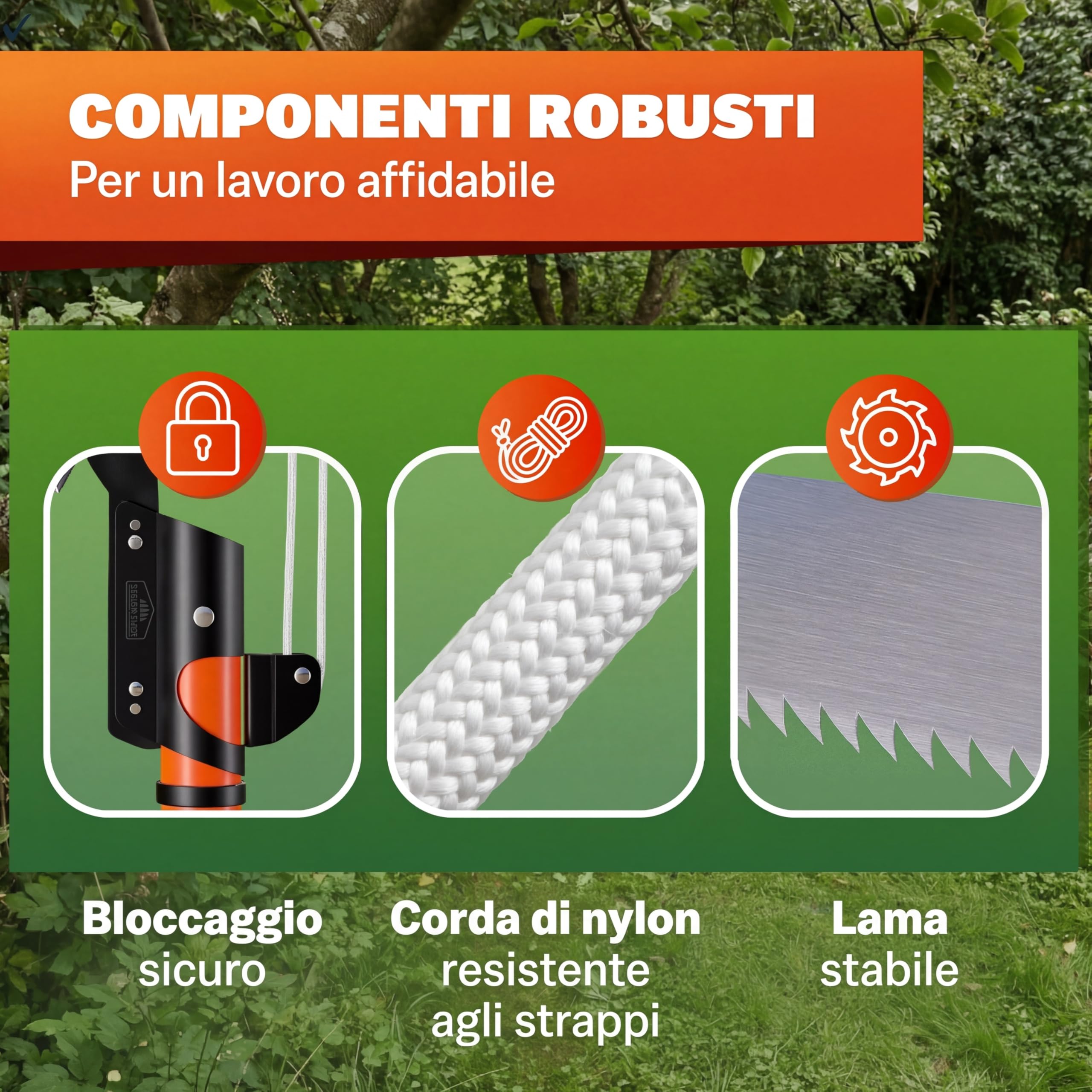 DEUBA® Seghetto Telescopico per Potatura Rami 2in1 Svettatore Cesoia Altezza Max 4 M Cavo in Nylon Segaccio Telescopico
