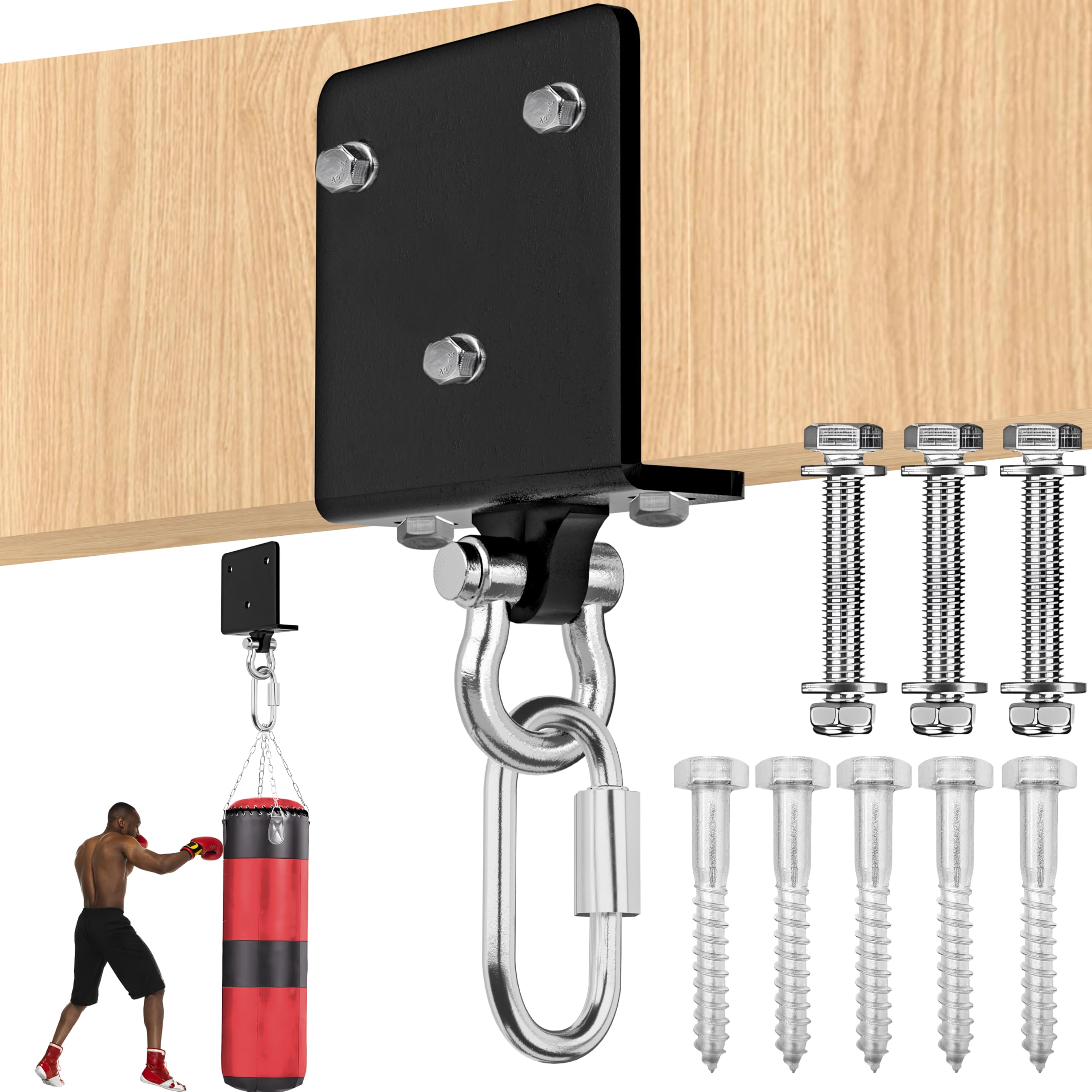 VivaZen Heavy Bag Hanger for Heavy Bag Beam Mount 360° Rotation Boxing Bag Ceiling Mount I-Beam Punching Bag Hanger Beam Mount Hooks Fit Hanging
