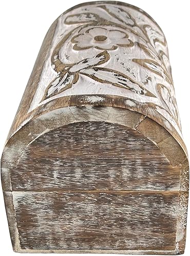 Miniatura 3 de Joyero de madera semicircular curvada blanca floral de alta calidad diseñador-caja de baratijas para damas-joyería-aspecto antiguo-caja de recuerdo