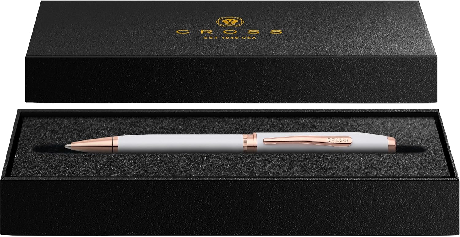Cross Foundry Pearl White Lacquer with Rose Gold Appointments Ballpoint Pen