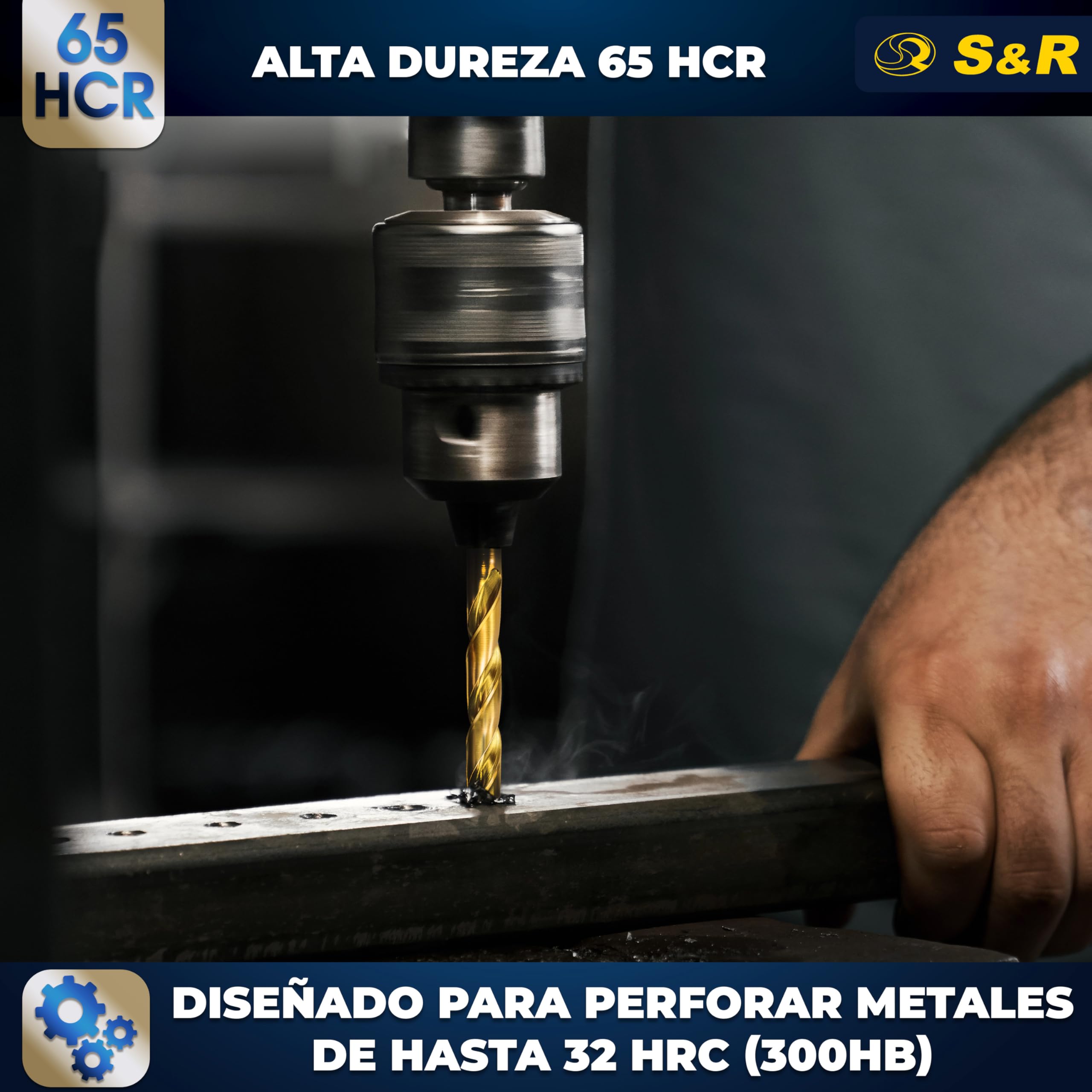 S&R Juego de Brocas HSS Titanio Metal (1-10 mm) 135 ° serie TM DIN 338. Set de 19 Brocas Profesionales en Caja de Metal.