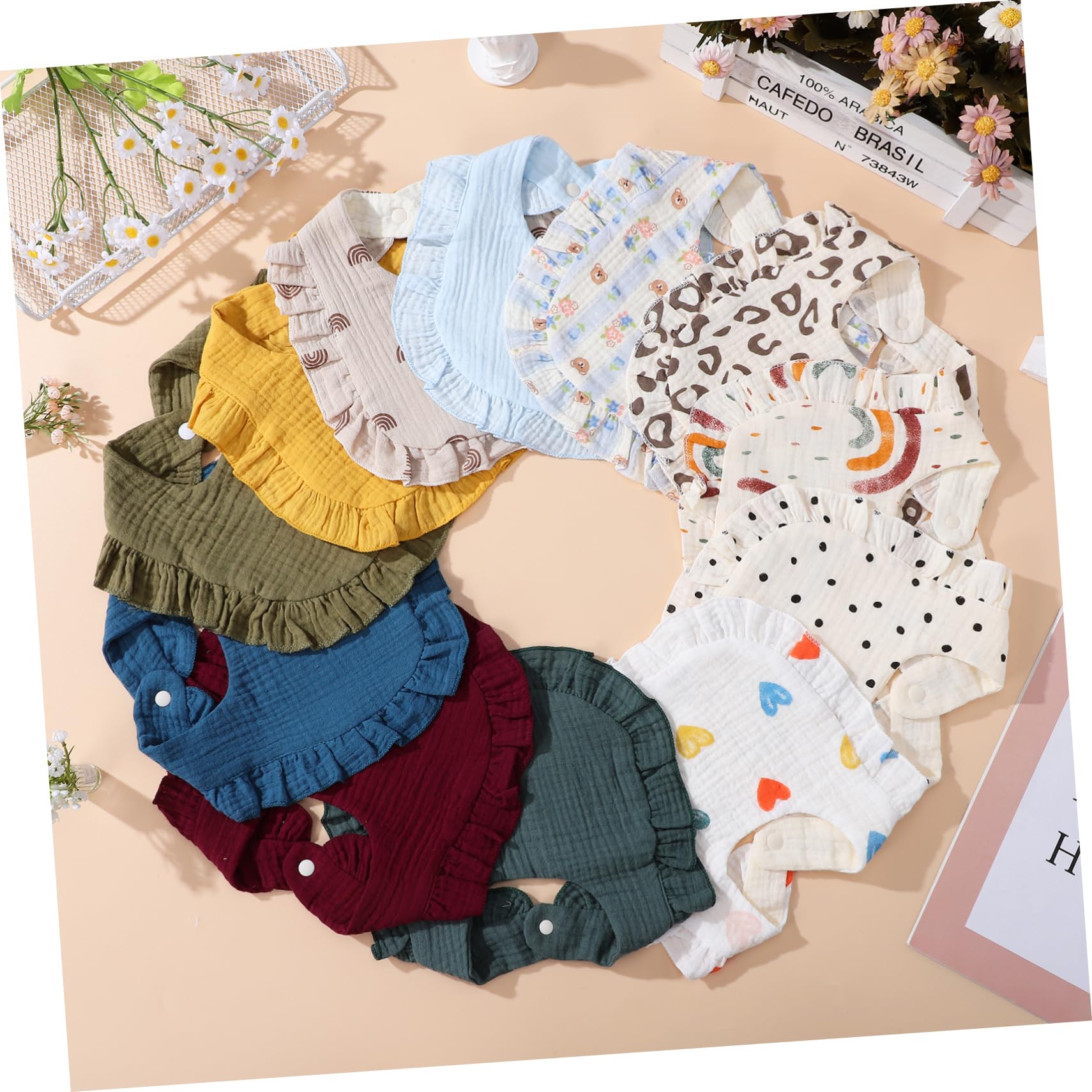 12 Stück Sabberlätzchen Weiche und Saugfähige für Neugeborene und Kleinkinder mit Niedlichen Designs Waschbar und Langlebig