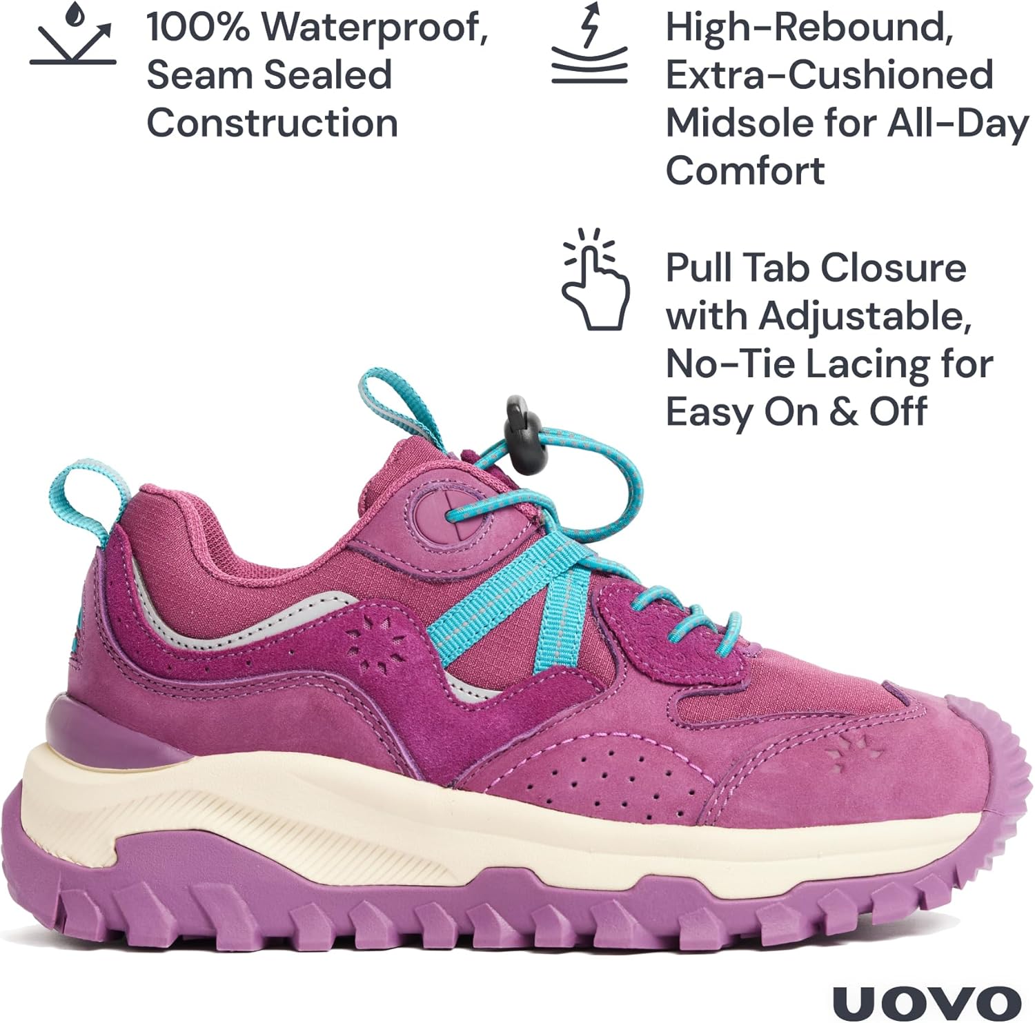 UOVO Boy's Girl's Hiking Shoes Kids Sneakers Outdoor Waterprof Low TopTrekking Walking Climbing Running Shoes