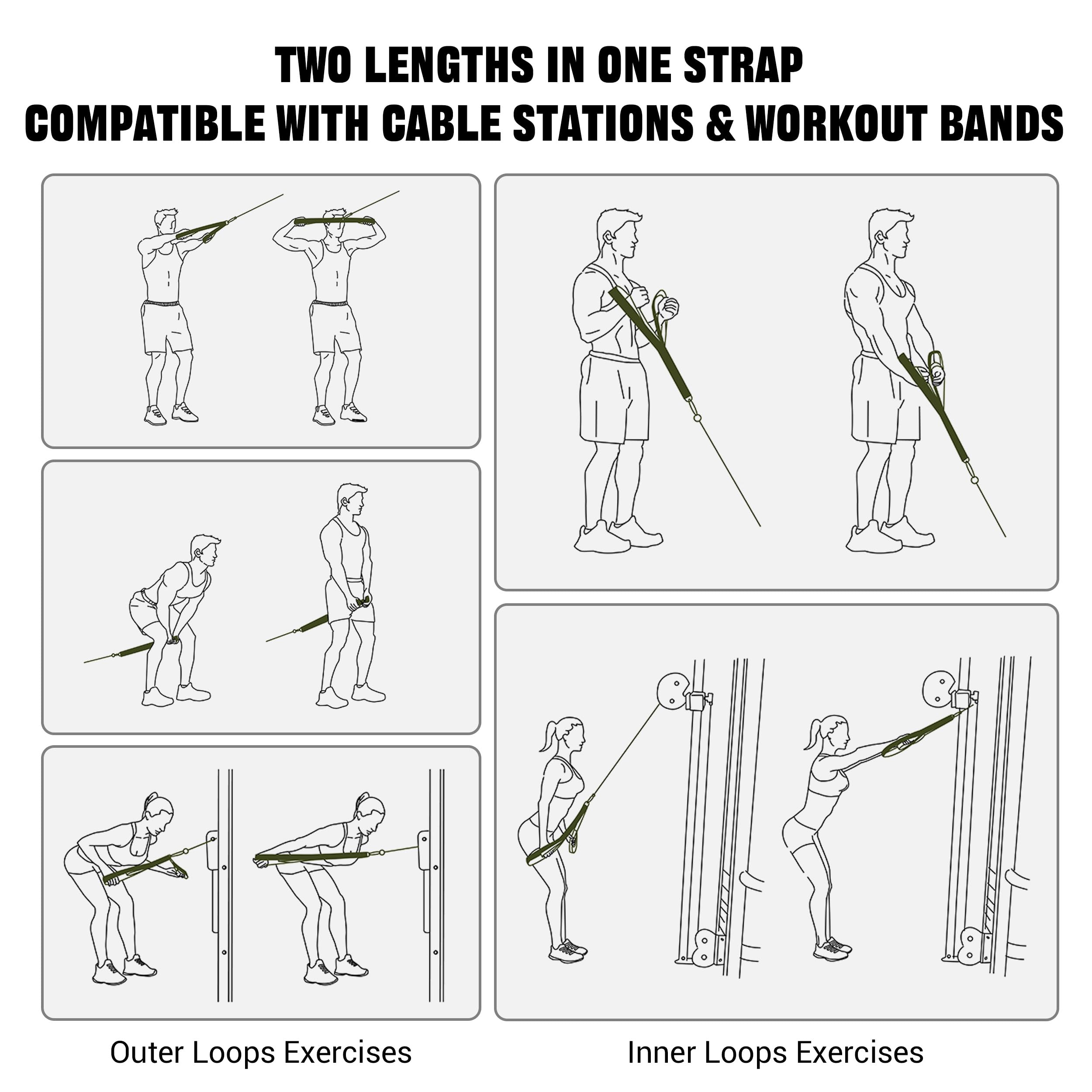 Vulken Tricep Rope Cable Attachment. 28.7 Inch & 22 Inch Two Lengths Built in One Pull Down Rope. Triceps Extension Straps Gym Equipment