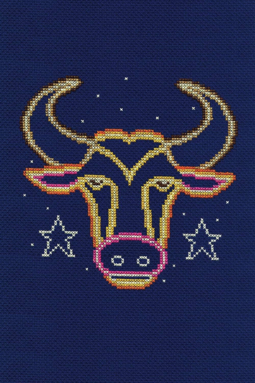 DMC Star Sign Cross Stitch Kit - Taurus, Includes Aida Fabric 5.5pts/cm, Mouliné Étoile Thread, Needle and Chart