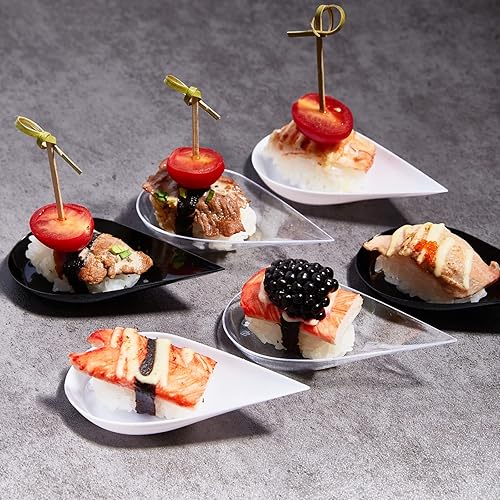 Miniatura 6 de Qeirudu Paquete de 100 mini platos de aperitivo de 4 pulgadas con tenedores, cucharas de degustación de postres de lágrima, reutilizables, de