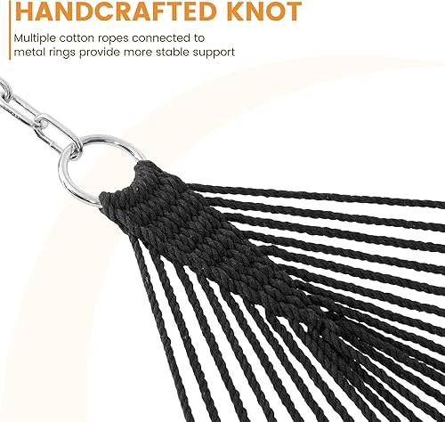 Miniatura 4 de Lazy Daze Hammocks Hamaca de Cuerda Doble, Hamaca de Cuerda de Algodón Tejida a Mano Tradicional para 2 Personas al Aire Libre con Barra Separadora,