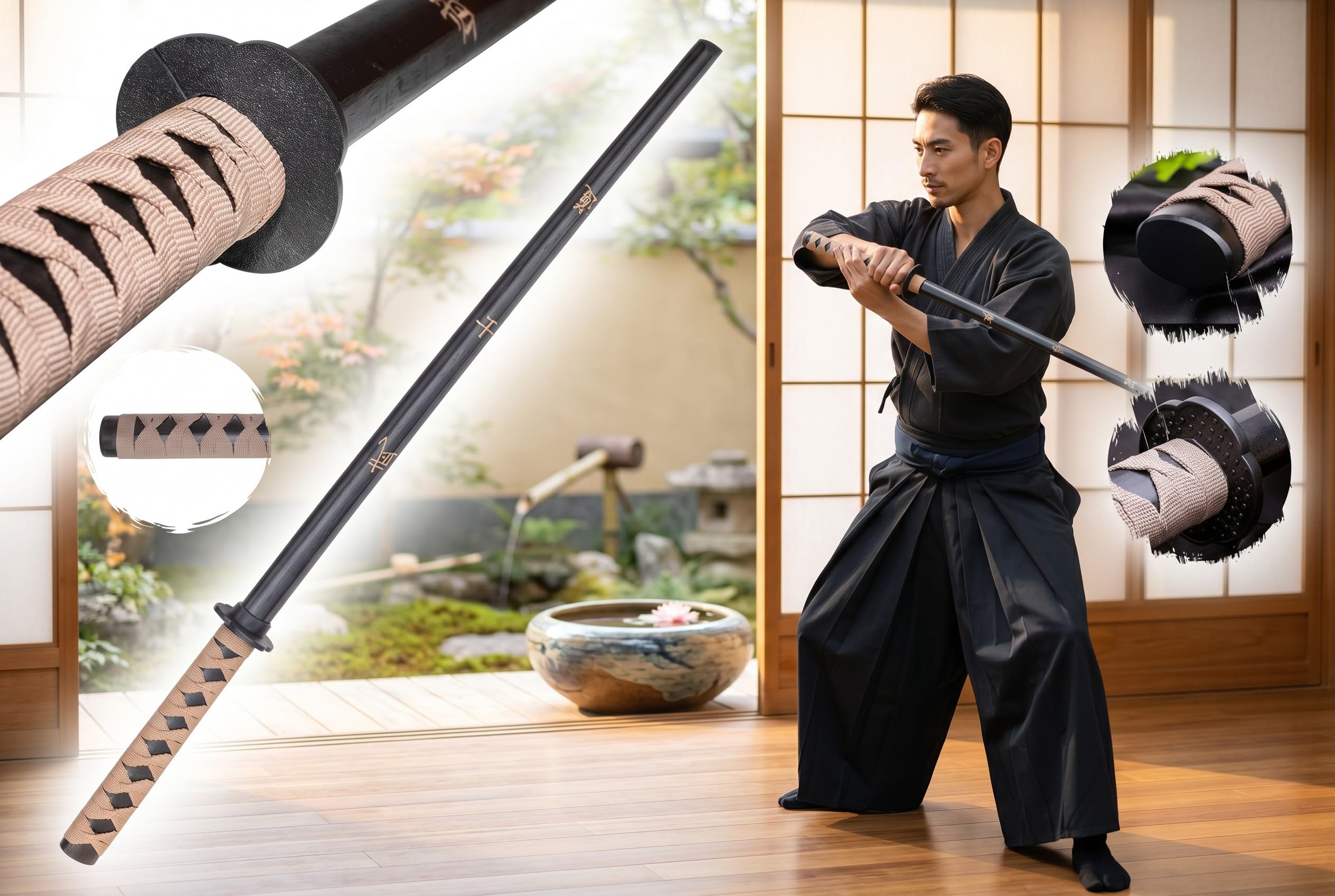 57 SPECIAL REPLICAS Dragon Bokken Katana Wooden Sword 100 cm for Training Professional (1807BS SZWARZ)
