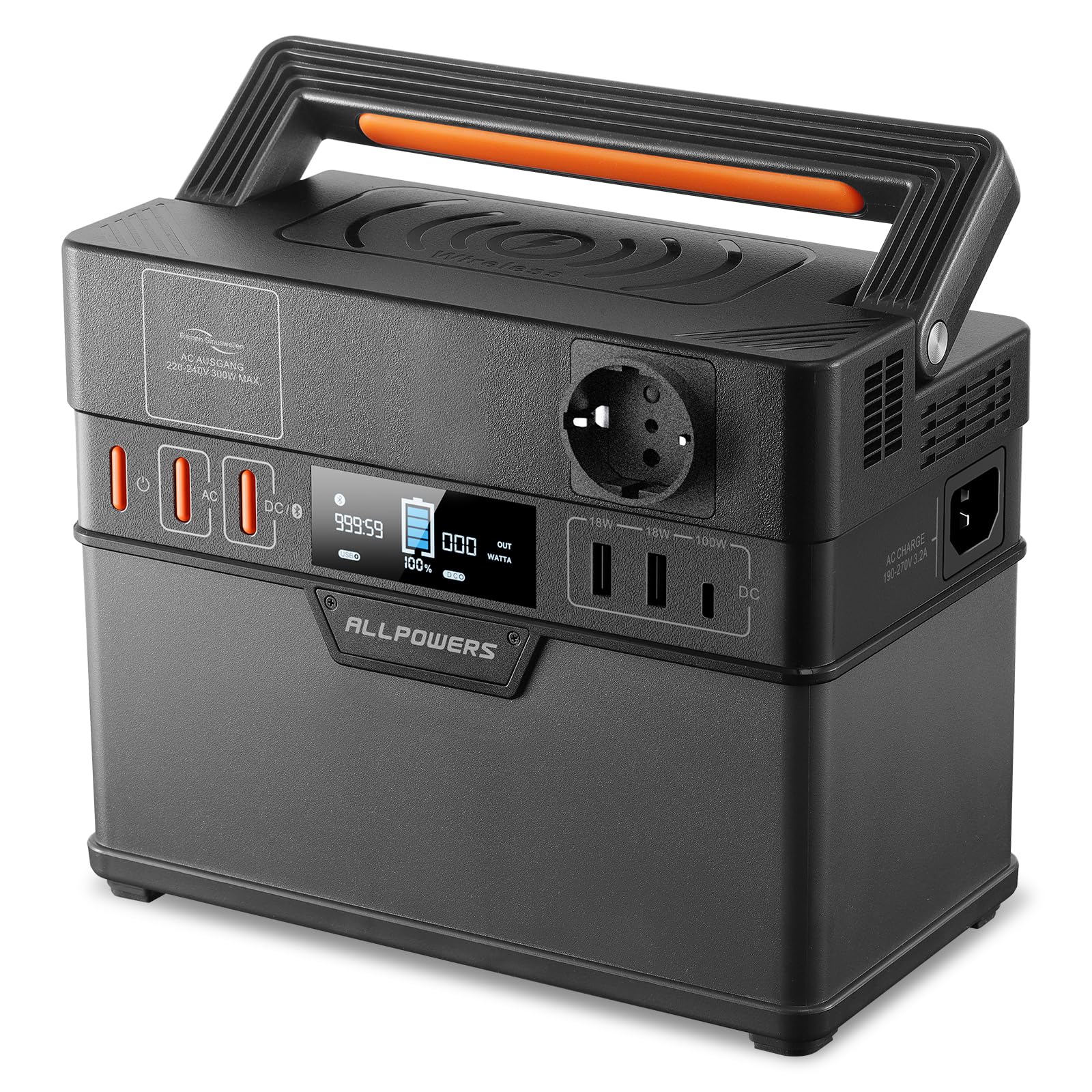 ALLPOWERS S300 Plus Tragbare Powerstation, 288Wh Solargenerator, Akku Stromgenerator Mobile Stromspeicher mit 300W AC/100W USB-C Ausgang, Batterie Backup, Outdoor Generator für Camping, Reise