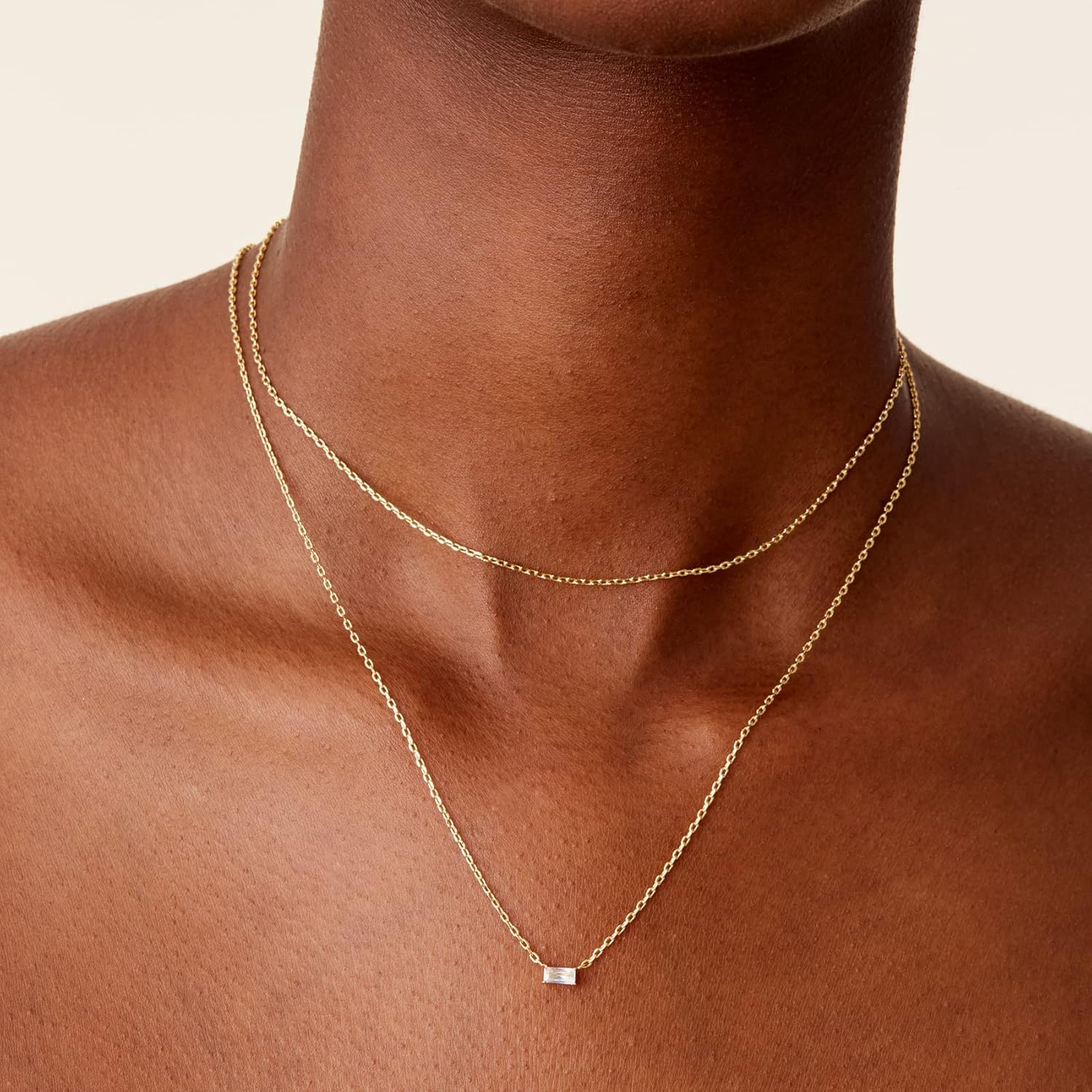 PAVOI 14K Gold Plated Layering Necklaces | Stylish Minimalist Design Pendant Necklaces | Bar, Lotus, Disc, Dog Tag, Horizontal Bar Pendants for Women - Image 2