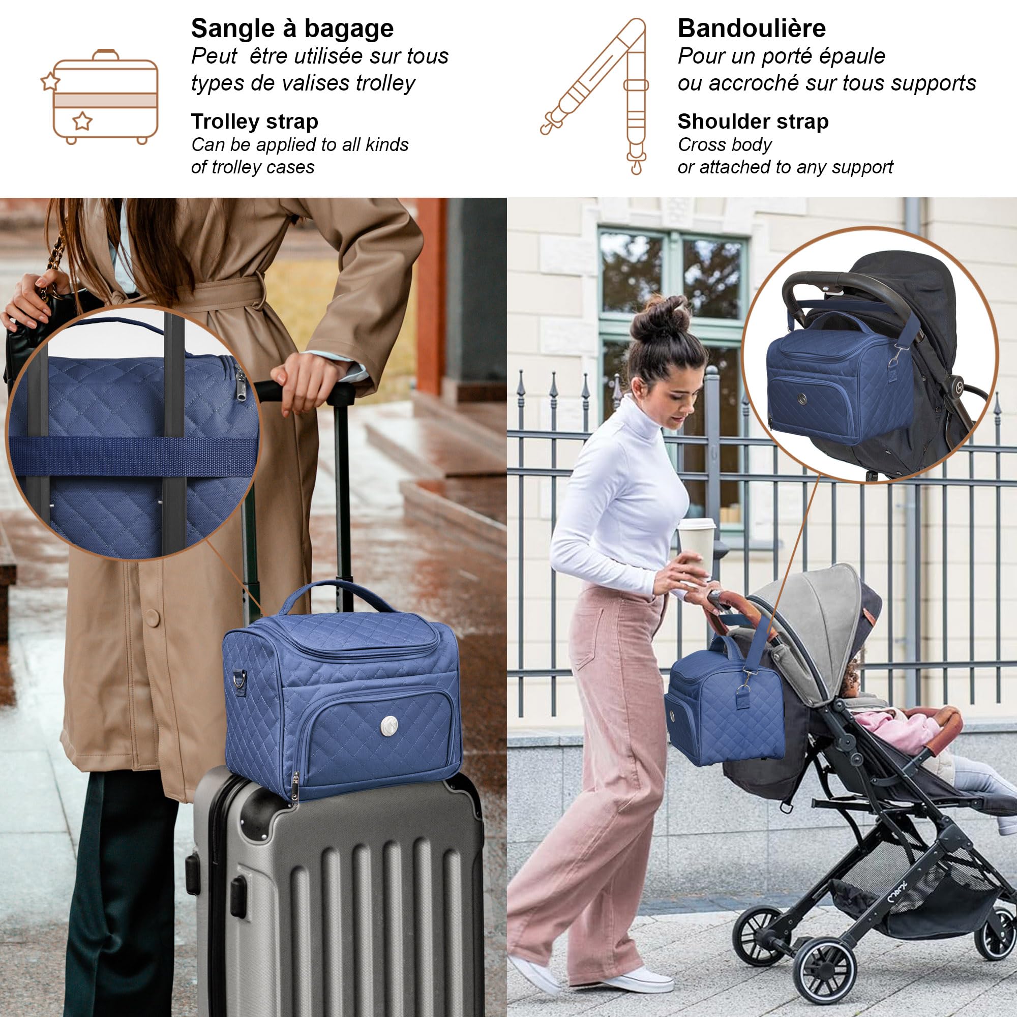 KINSTON - Neceser con separadores extraíbles - Estuche de Aseo para cosméticos con Compartimentos y asa, Organizador de Viaje para Colgar, Bolsa de Almacenamiento - Gran Capacidad