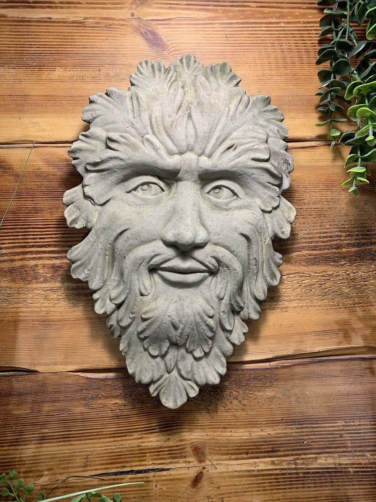STONE GARDEN TREE MAN GREEN MAN WALL PLAQUE HANGING ORNAMENT
