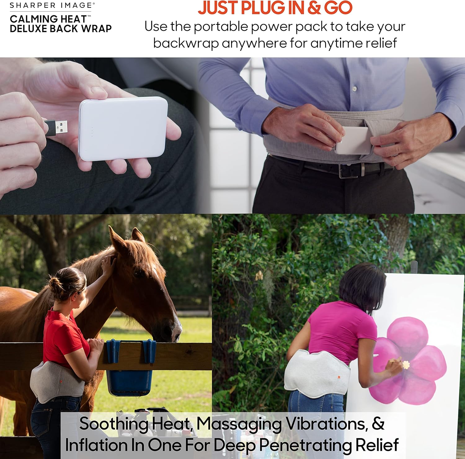 Buy Calming Heat Back Wrap Deluxe by Sharper Image Cordless Electric