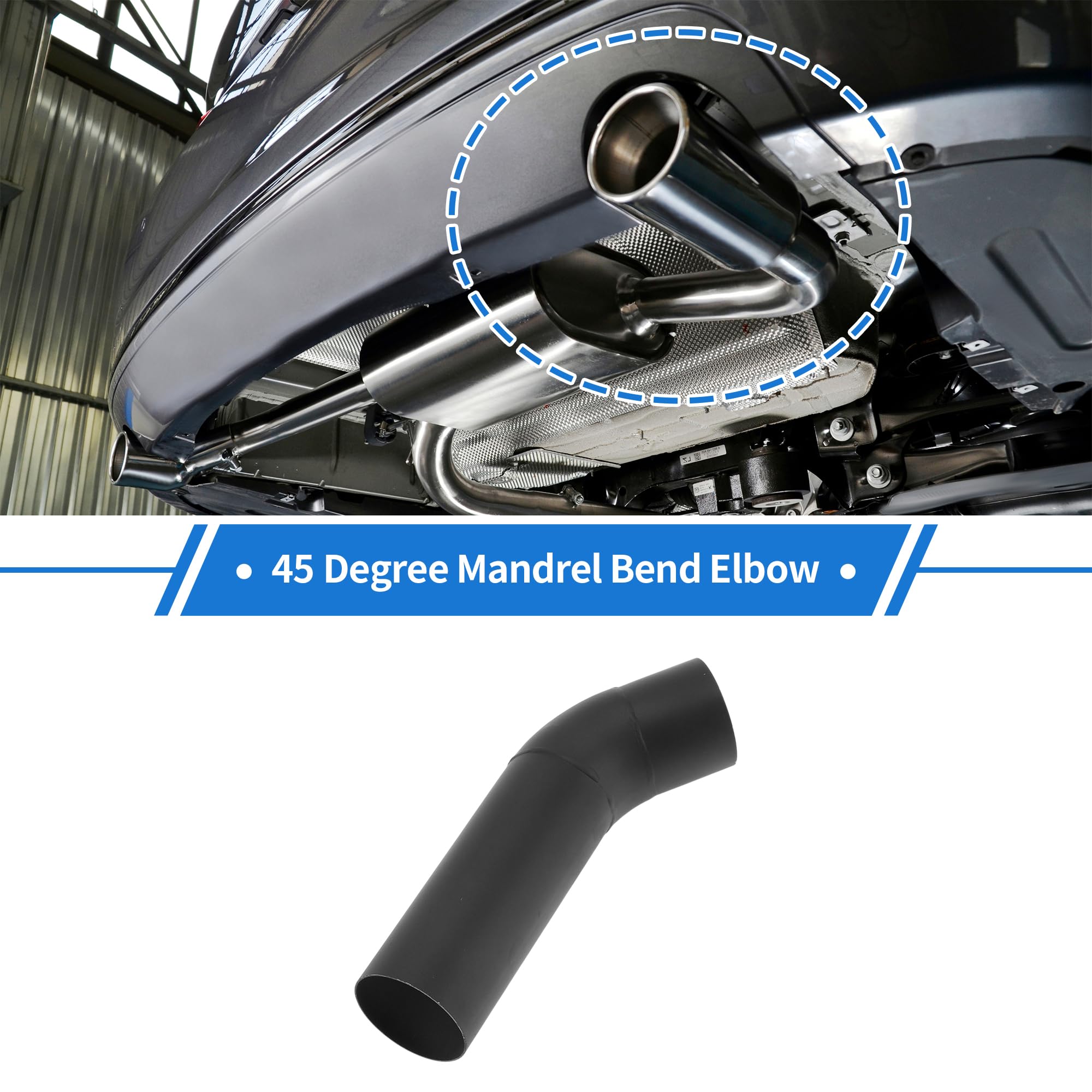 2" OD 45 Gradi Mandrino Curva Gomito Tubo di Scarico in Acciaio Inossidabile T304 Sabbiatura Nera, 1 Pezzo
