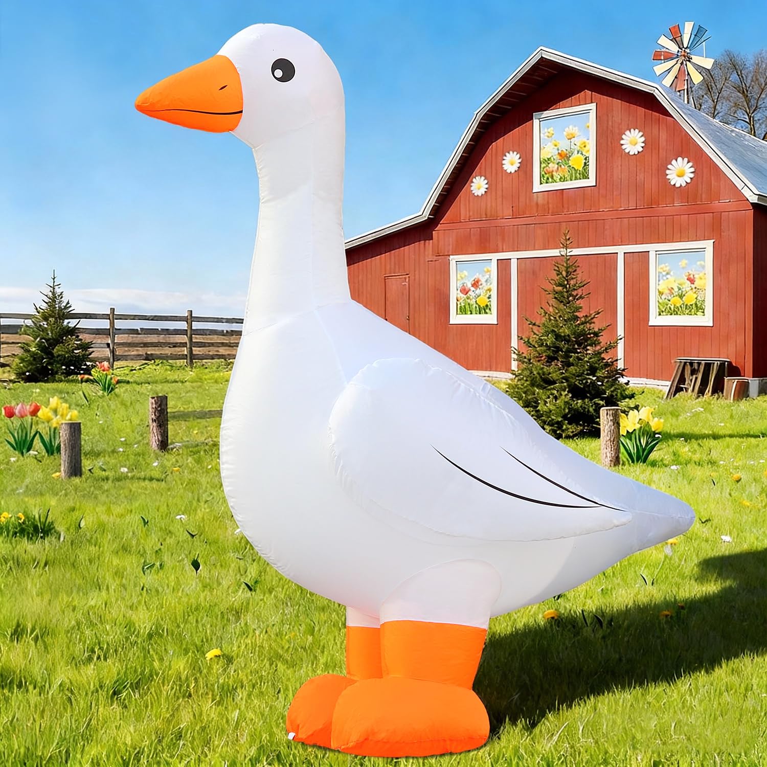 Photo 1 of DomKom 6FT Goose Inflatables Christmas Spring, Farm Ranch Blow up Animals Cute, Decorations Outdoor Yard Built-in LED Lights Big Large Decor Party Lawn Holiday Outside