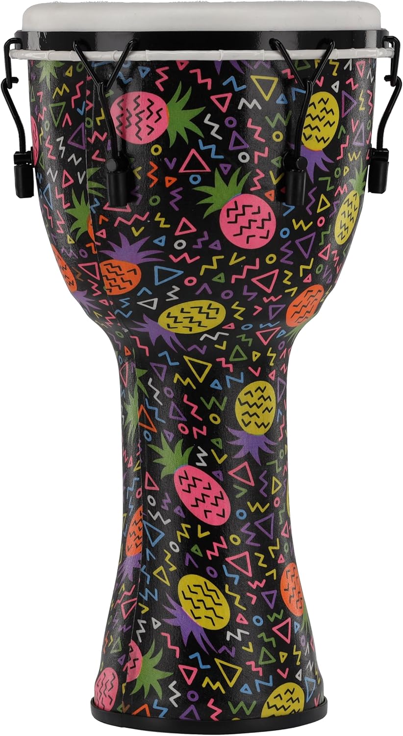 GEWA Liberty Djembé Mechanically Tuned - Size (Diameter): 12 Inches (30.5 cm), Height: 23.5 Inches (59 cm) - Number of Tension Hooks: 6 - Pineapple
