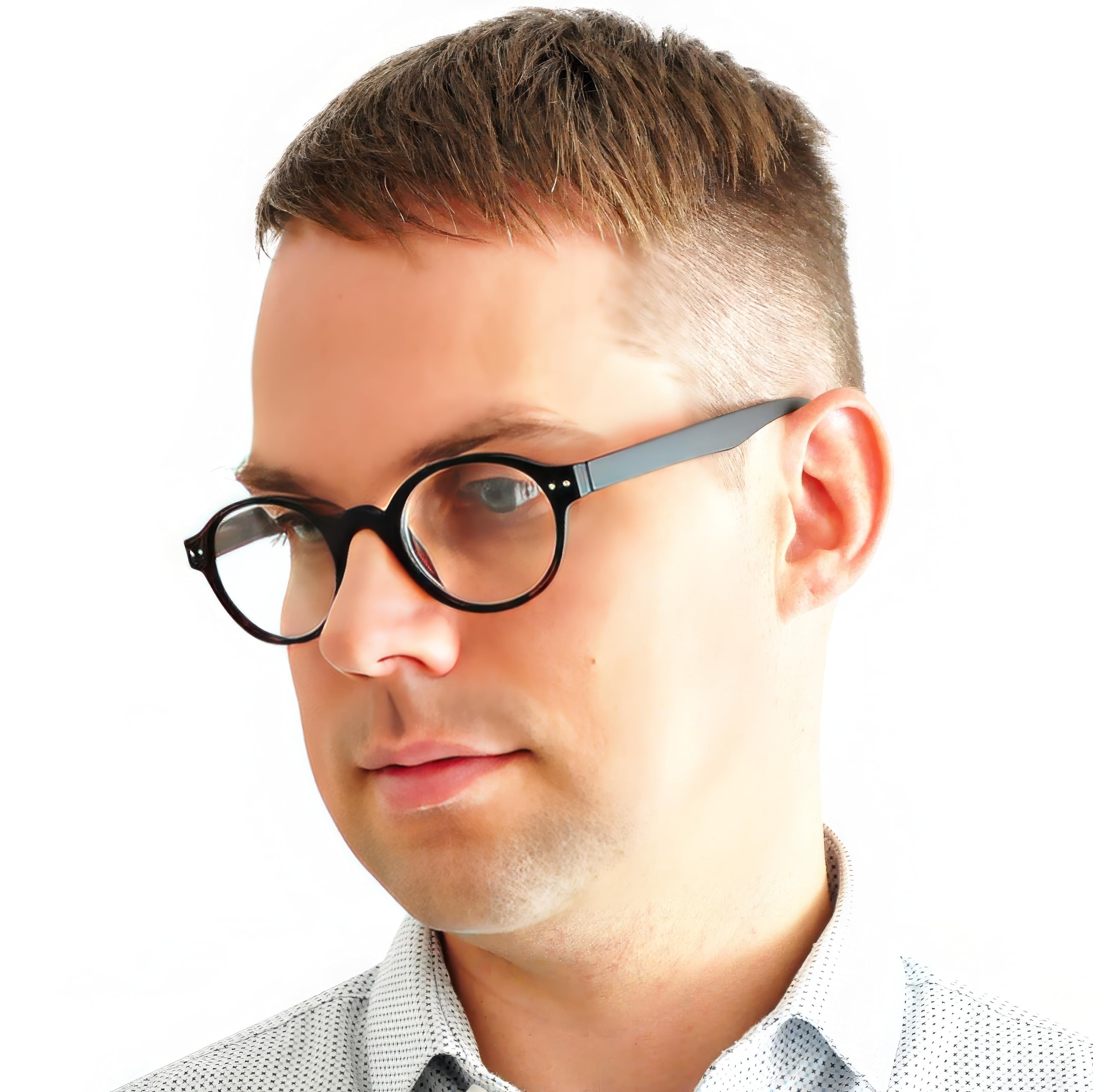 Mini Brille, Professor Style Blue Light Blocking Reading Glasses with Round Oval Lens, FREE Case - Image 2