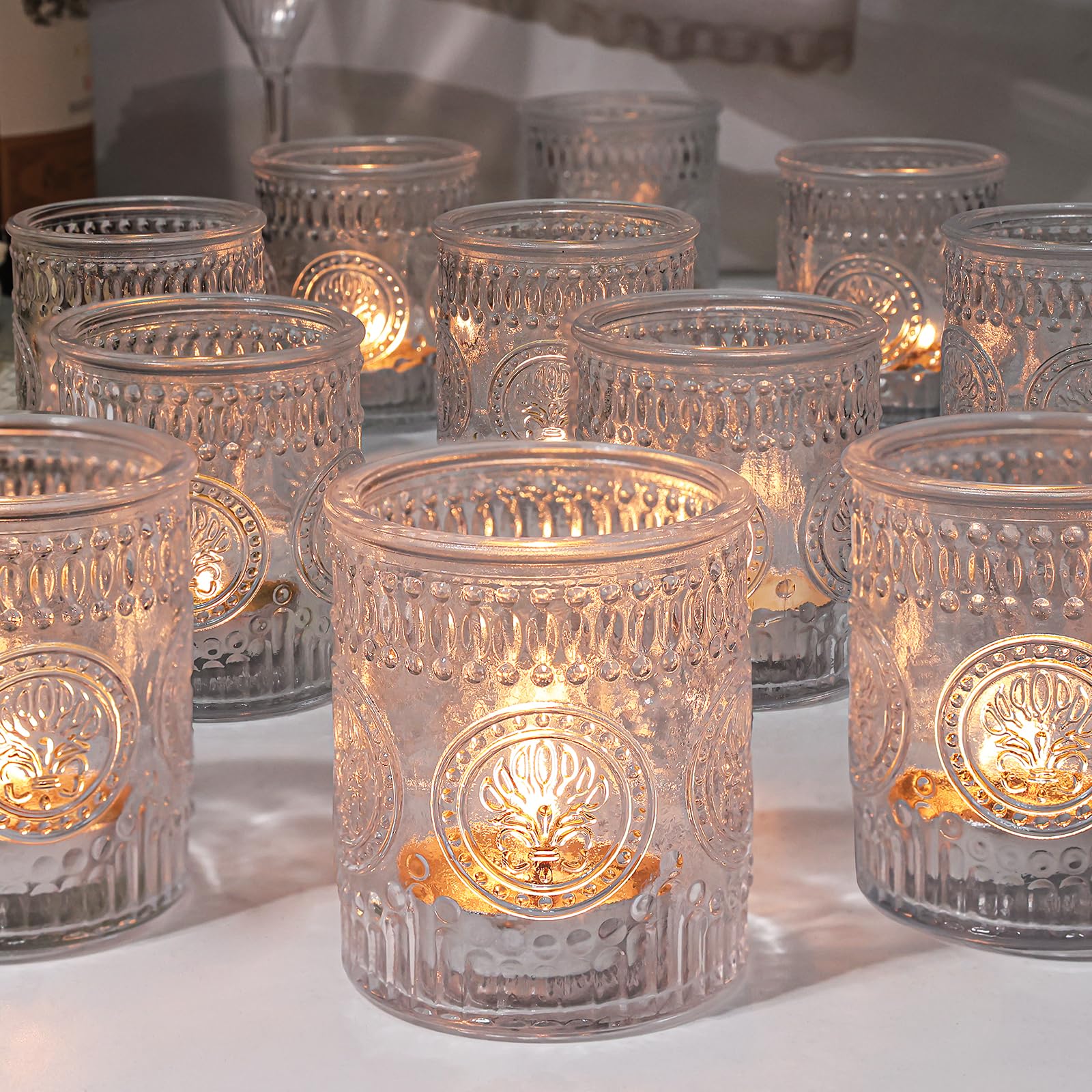 30 Pcs Votive Candle Holders, 2x2.5in Clear Glass Tea Light Candle Holder for Home, Votives for Fall Wedding Decor, Party, Christmas Decor & Gifts​