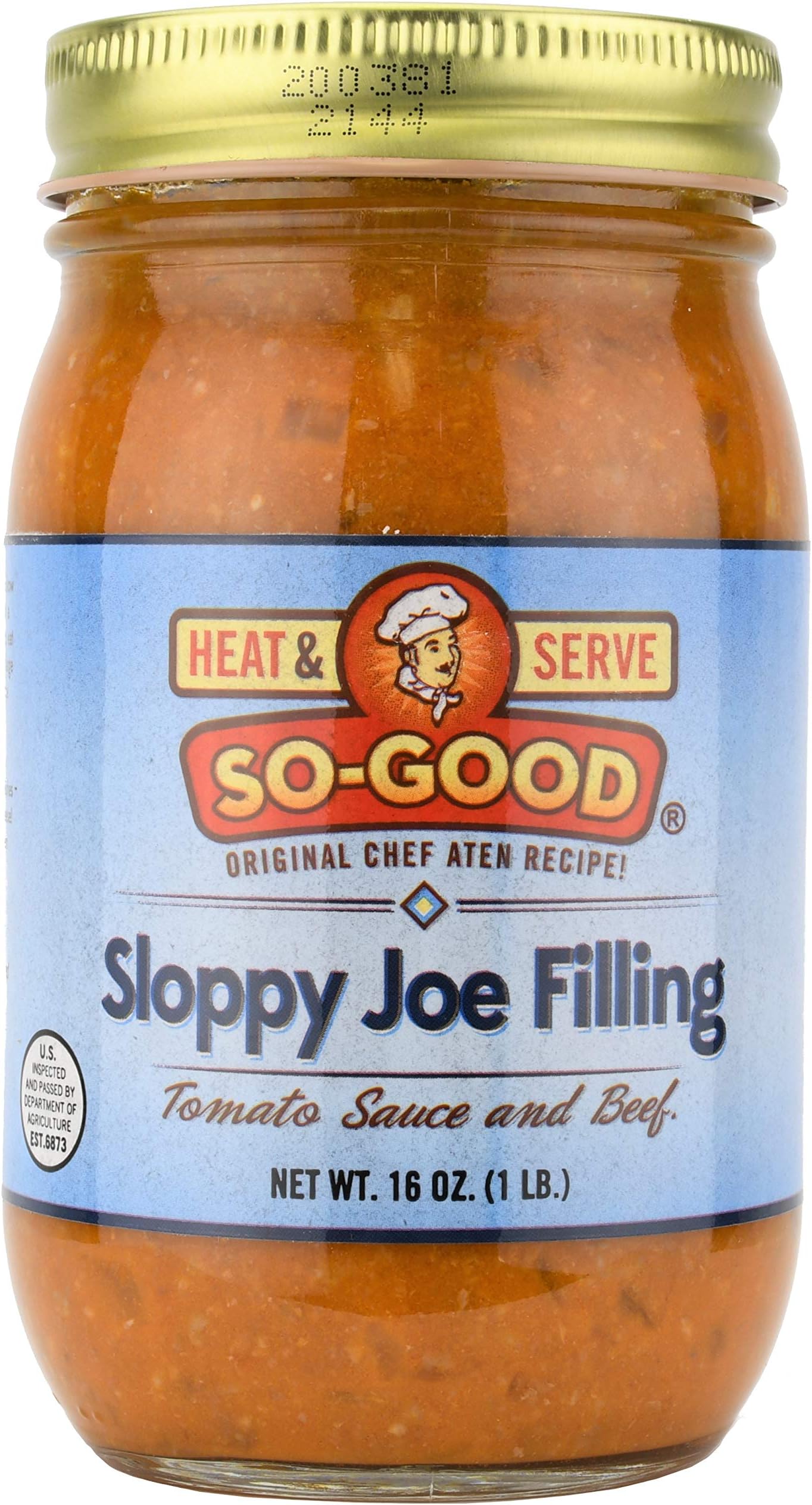So-Good Sloppy Joe Filling with Ground Beef 16 oz Jar - Just Heat and Serve