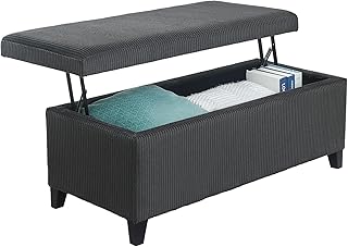 Adeco Storage Ottoman Bench for Living Room – End of Bed Storage Bench, ...