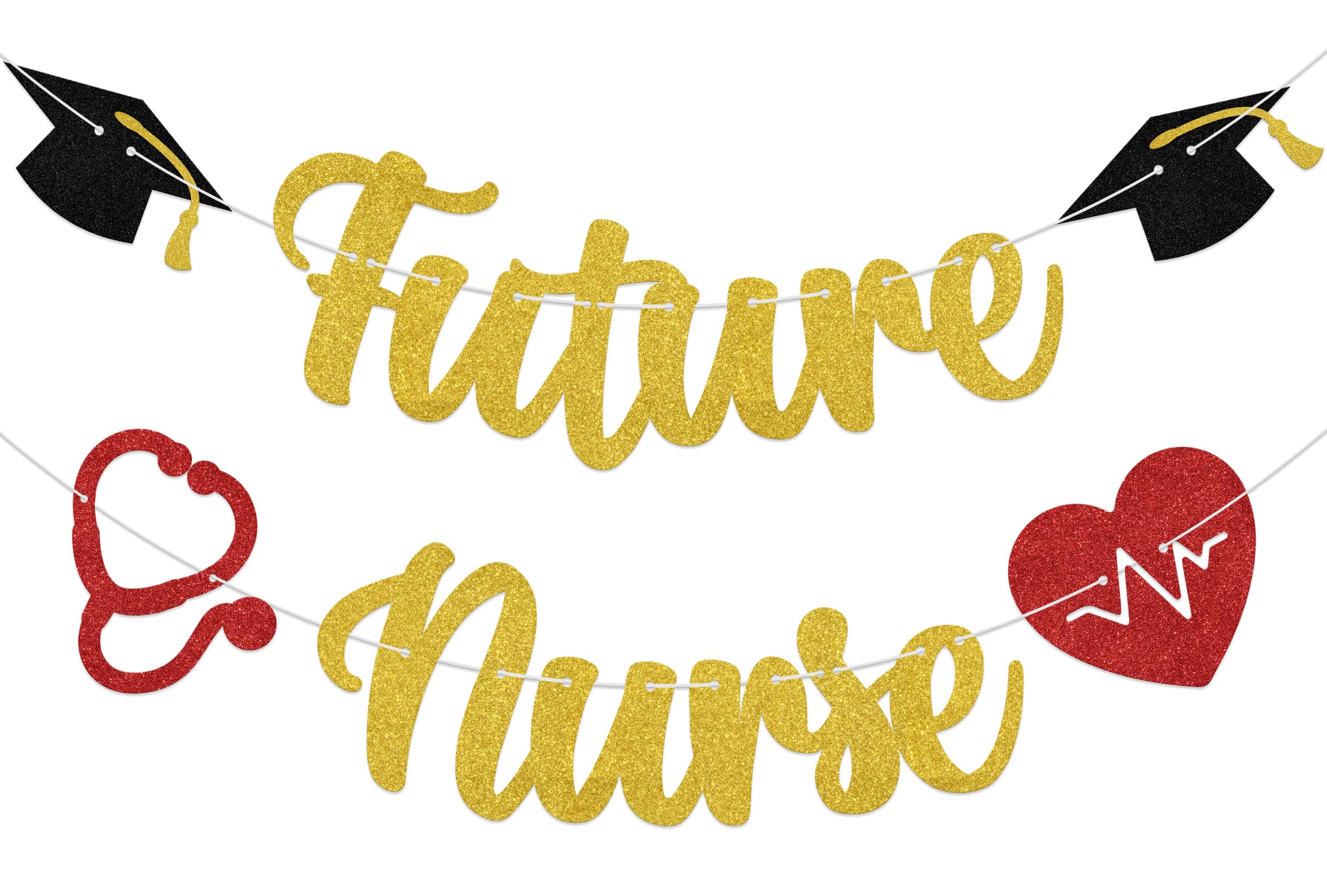 Aumccxz Future Nurse Banner Nursing Graduation Decorations Congrats Nurse Graduation Party Decorations Gold