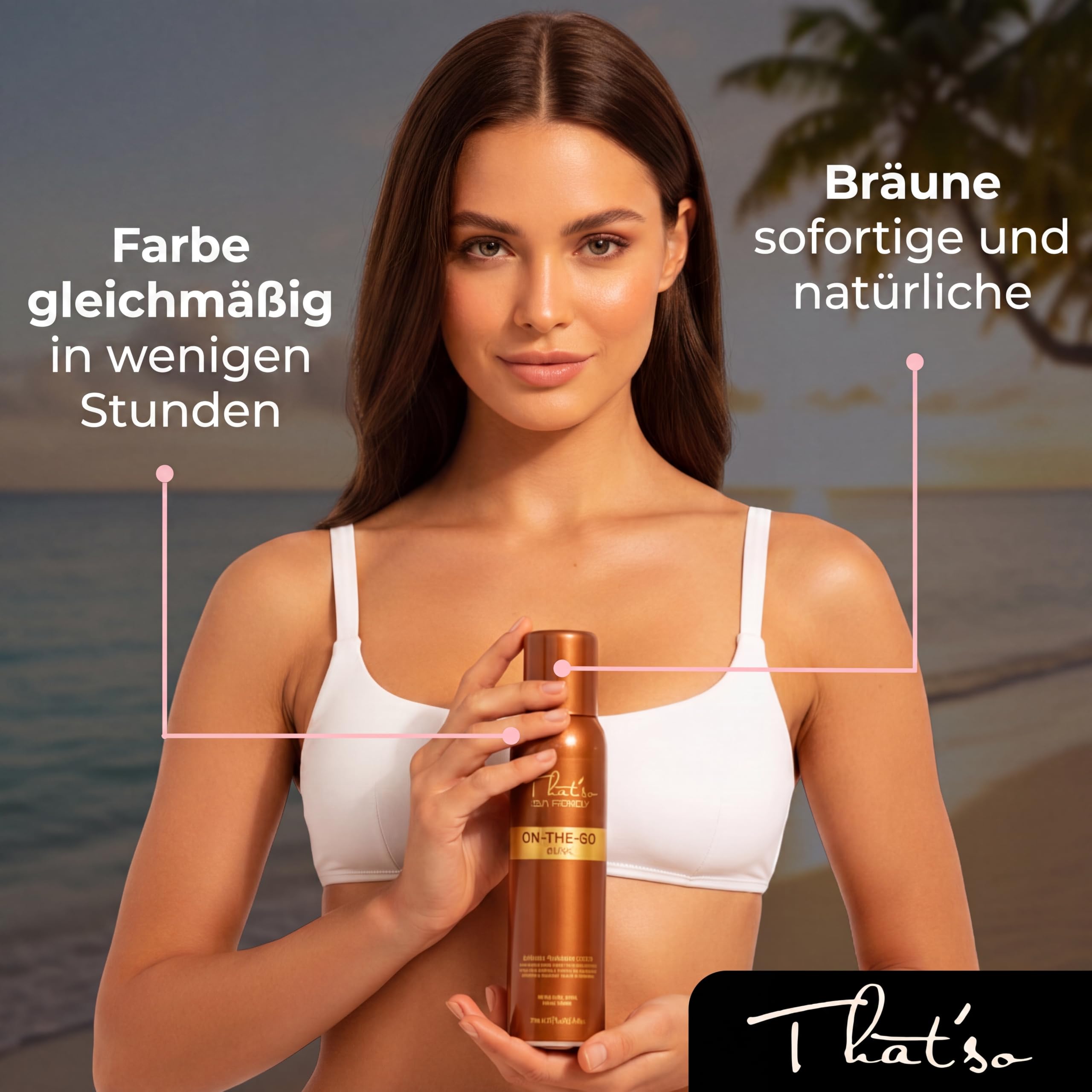 That'so On The Go Dark Selbstbräuner Gesicht Bräunungsspray und Körper 125ml mit Aloe Vera und Matrixyl, intensiver Selbstbräuner Spray, Self Tanner, Gesichtsbräuner mit Anti-Aging Wirkung