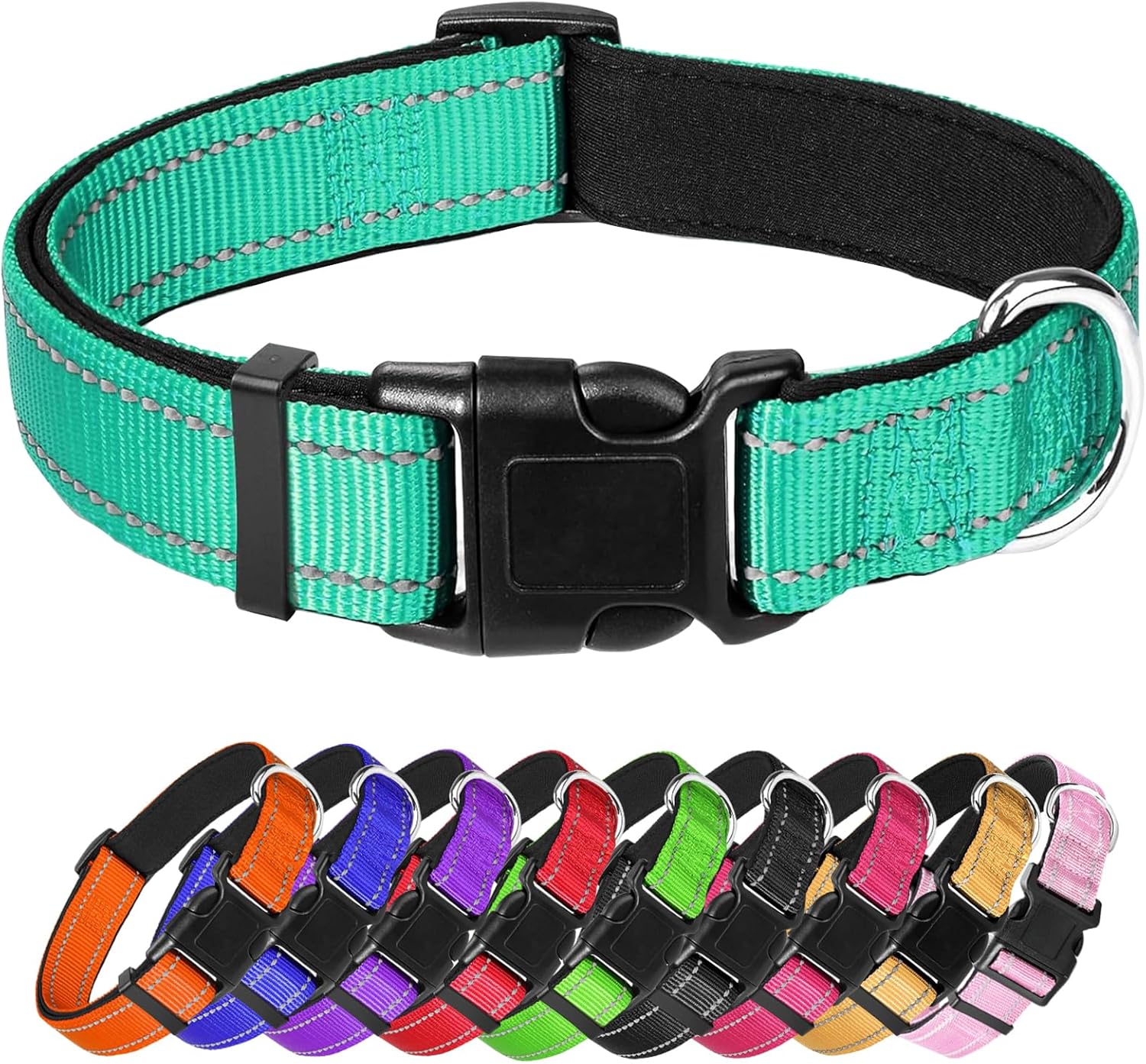 XXS Dog Collar, Reflective Pet Collar with Buckle Adjustable Safety Nylon Collars for Small Medium Large Dogs, Teal