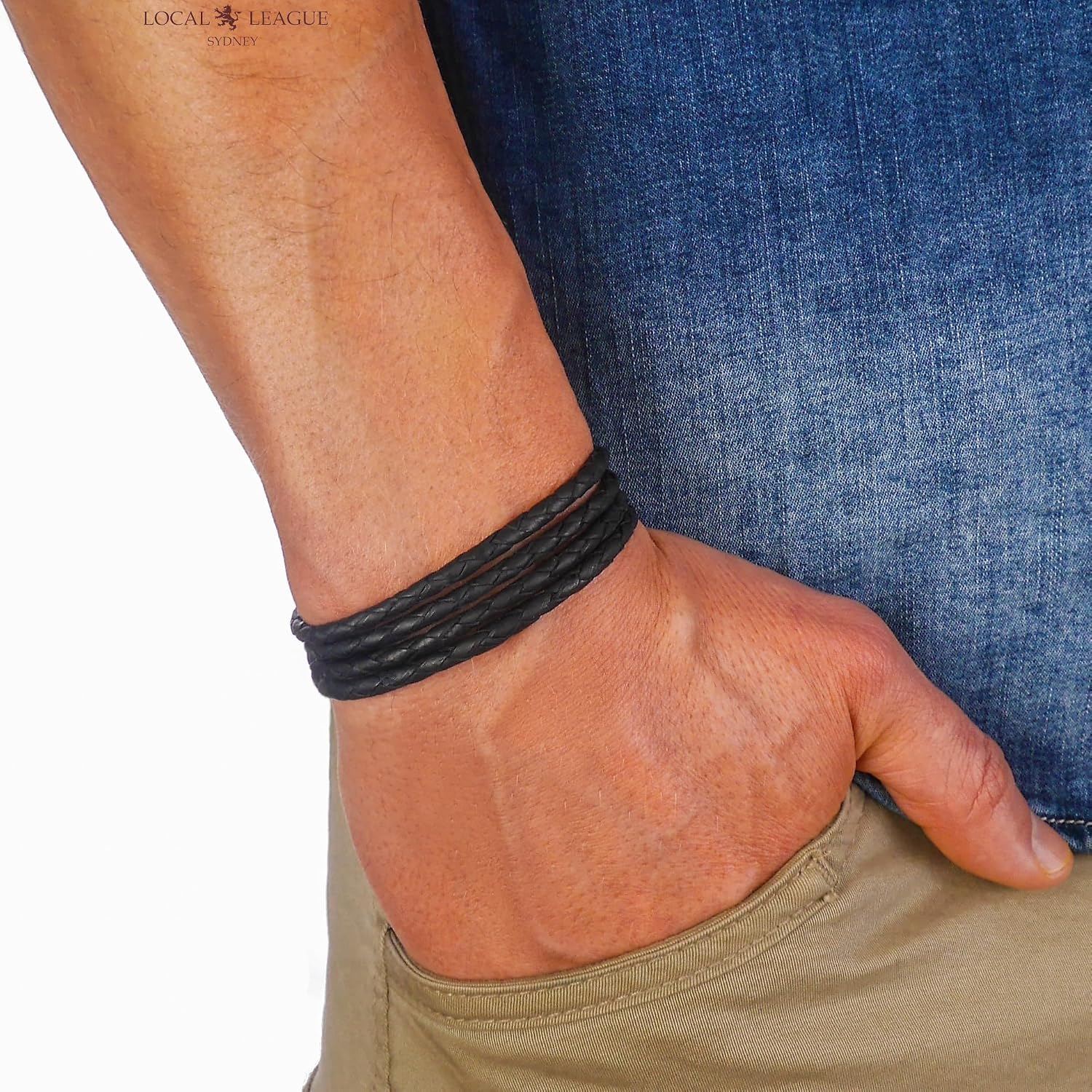 Mens Leather Cord Bracelet SURF PATROL - Fully Adjustable - Multilayer Wrap Wristband for Man Braided Rope Holidays CALI VIBES BEACH Party Festival, Boyfriend, Surfer