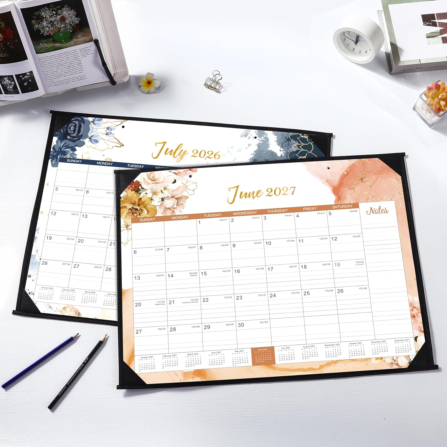Large Desk Calendar 2026-2027, July 2026 - December 2027, 18 Month Desk Calendar, 22" x 17", Corner Protectors, Schedule Planner for Home, Office