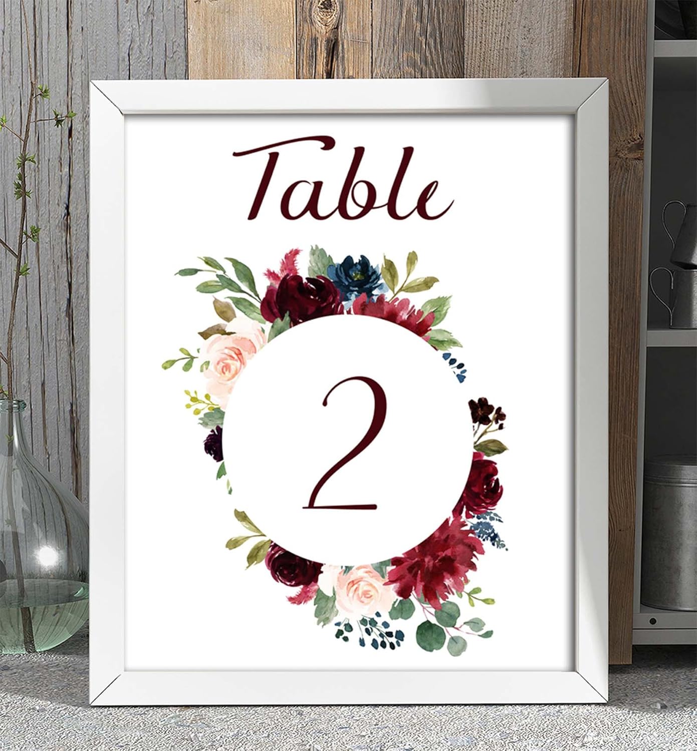 amazon com darling souvenir double sided print floral table numbers wedding reception decorative table top cards 5 x 7 1 to 20 home kitchen