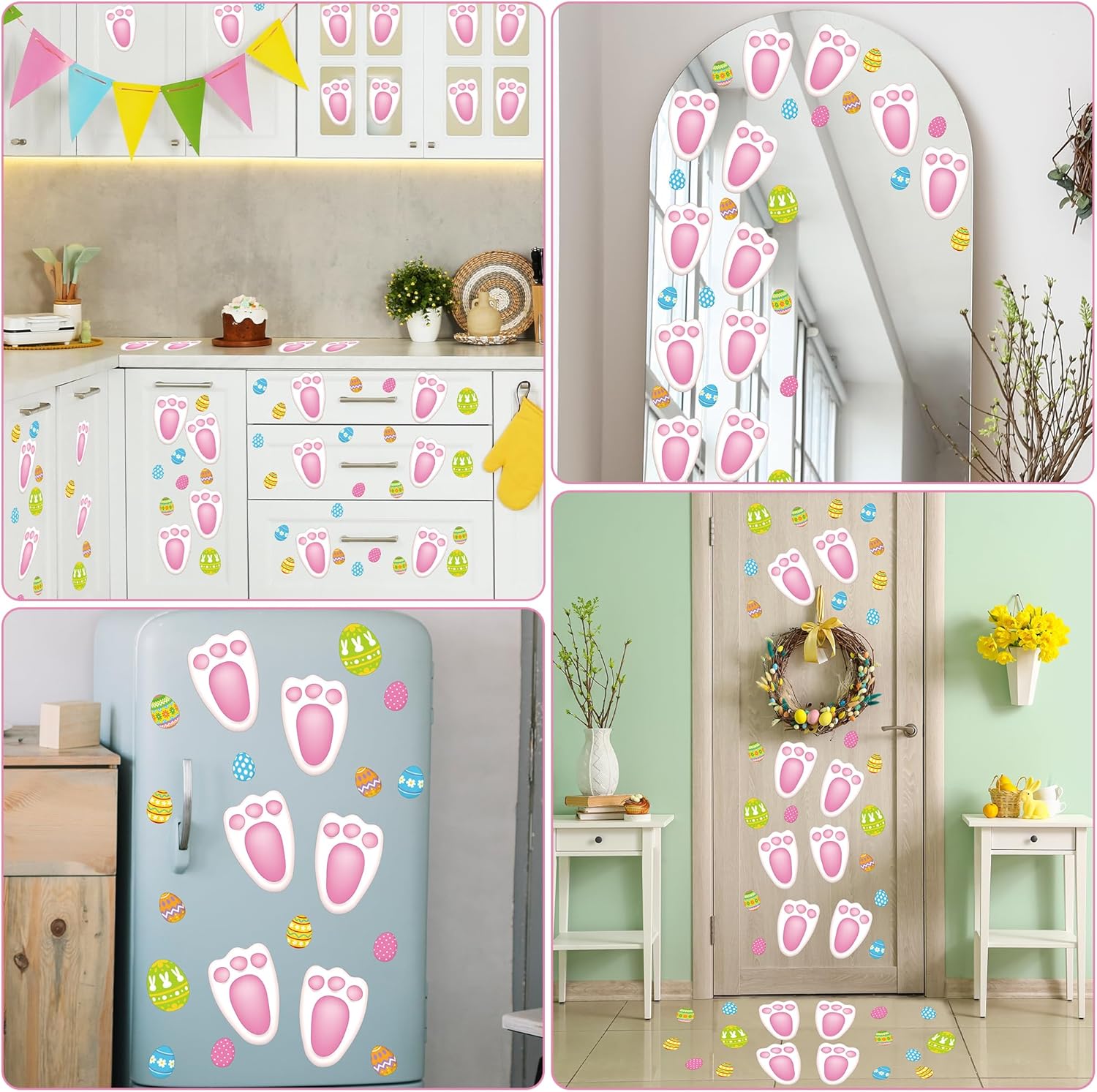 99 PCS Easter Decorations for Floors, 9 Sheets Colorful Easter Floor Decals, Waterproof Bunny Feet Stickers with Eggs Patterns, Bunny Decorations for Home Office Store Party Egg Hunting Game - Image 4