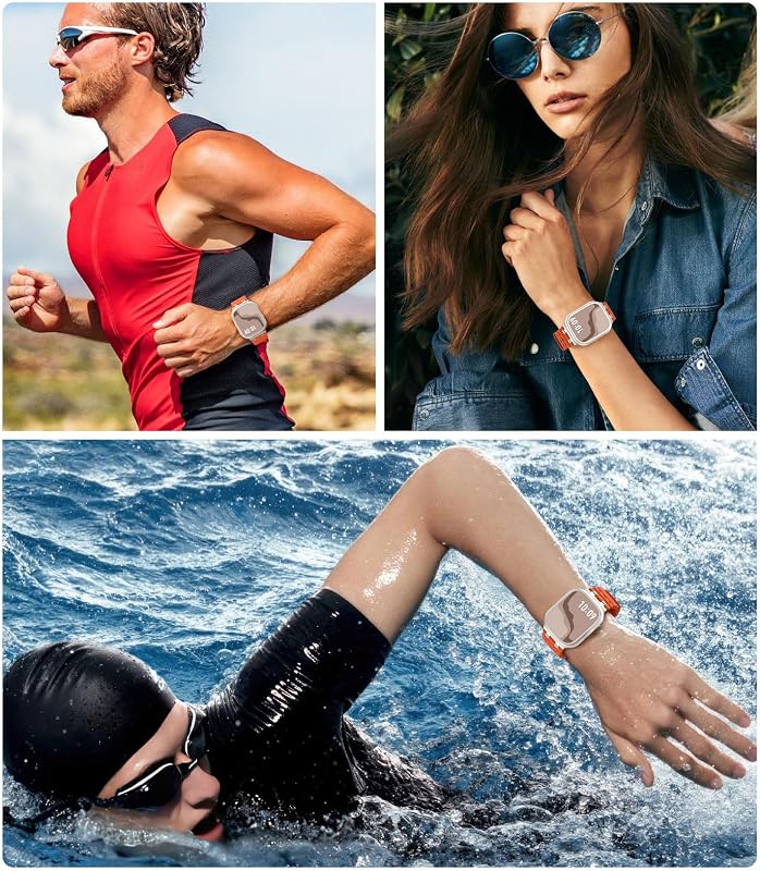 Curea de ceas sport Astorgos Ocean cu conector metalic pentru Apple Watch Ultra 3/2/1 49 mm, S11/S10 46 mm, 9/8/7 45 mm, SE3/SE2/SE/6/5/4 44 mm, 3/2/1 42 mm