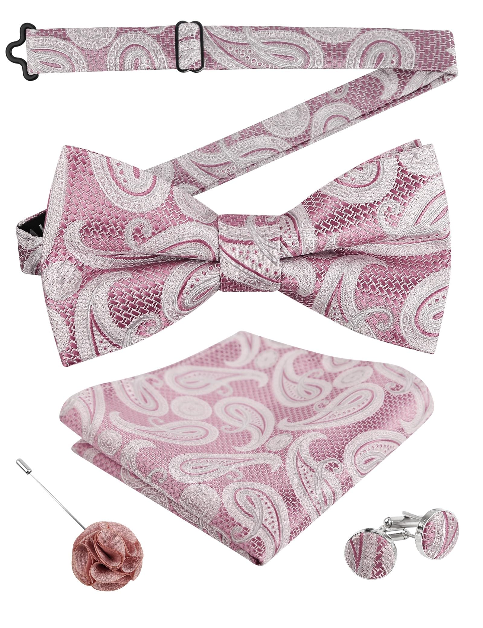 Alizeal Mens 4pcs Vintage Paisley Bow Tie Set
